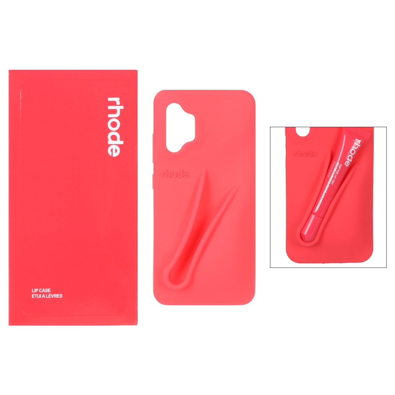 قاب سیلیکونی پاک کنی اورجینال rhode با ست لیپ گلاس Samsung Galaxy A32 4G - قرمز
