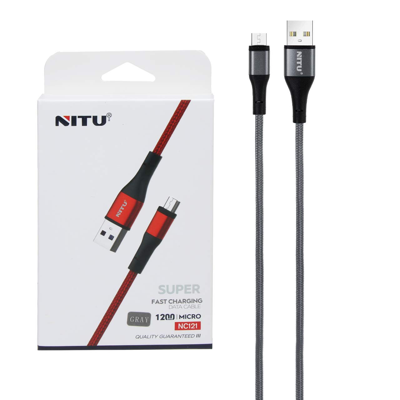 کابل شارژ و دیتا سریع کنفی NITU مدل NC121 مناسب اندروید - خاکستری
