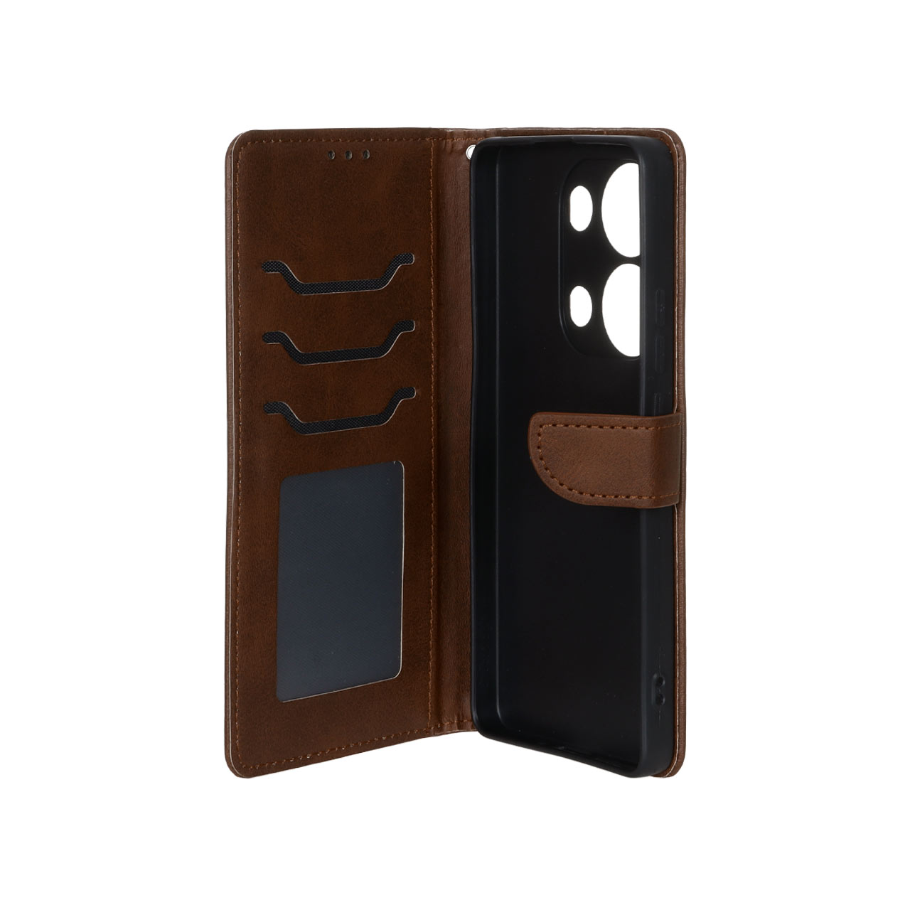 کیف چرمی مگنتی محافظ لنز و کارت مناسب برای شیائومی ردمی Note 14S / Note 13 Pro 4G / Poco M6 Pro 4G - قهوه‌ای
