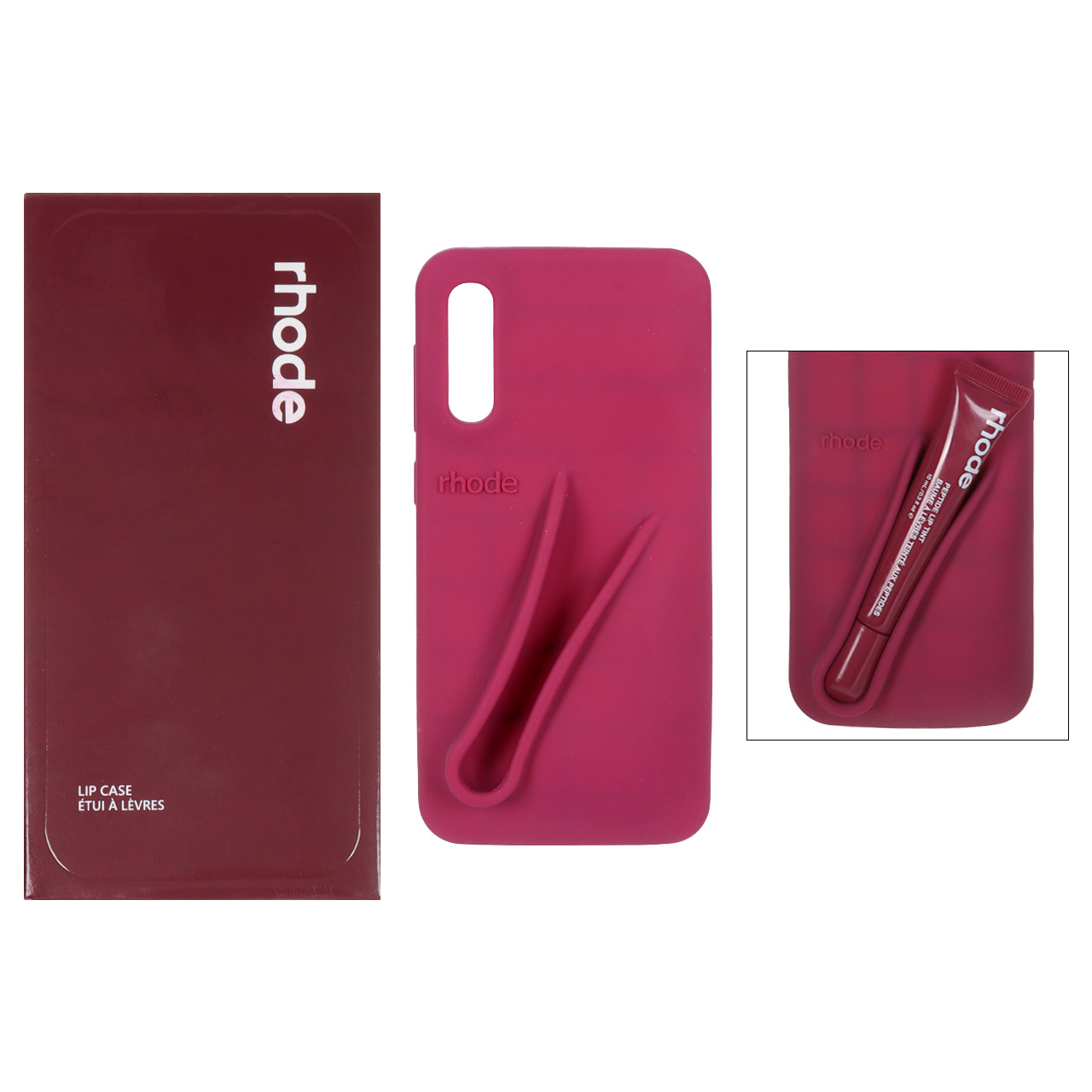 قاب سیلیکونی پاک کنی اورجینال rhode با ست لیپ گلاس Samsung Galaxy A50 / A50s / A30s - آلبالویی