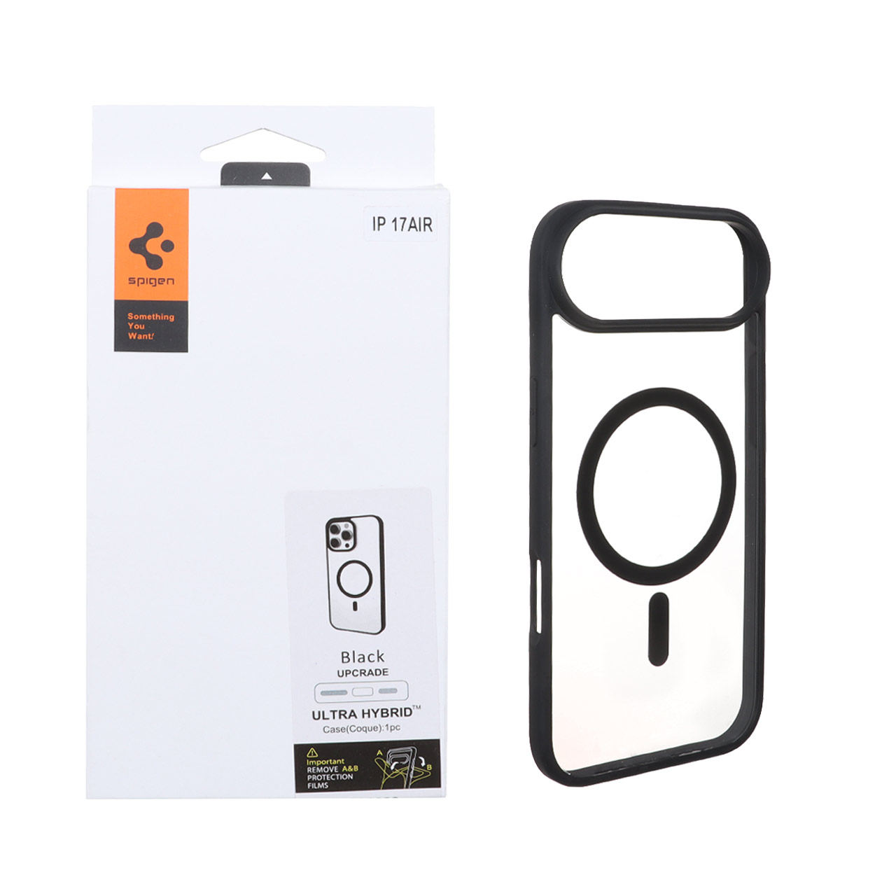 قاب اورجینال Spigen Ultra Hybrid MagSafe با توری اسپیکر فلزی برای Apple iPhone 17 Air - شفاف مشکی
