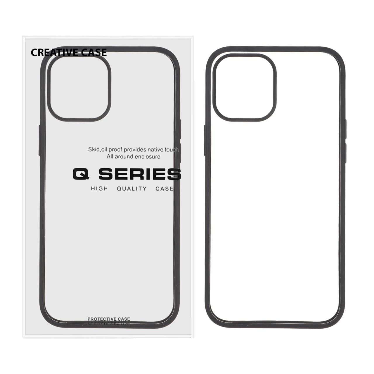 قاب Q Series پشت سخت شفاف دور مشکی مناسب برای آیفون 12 پرو مکس