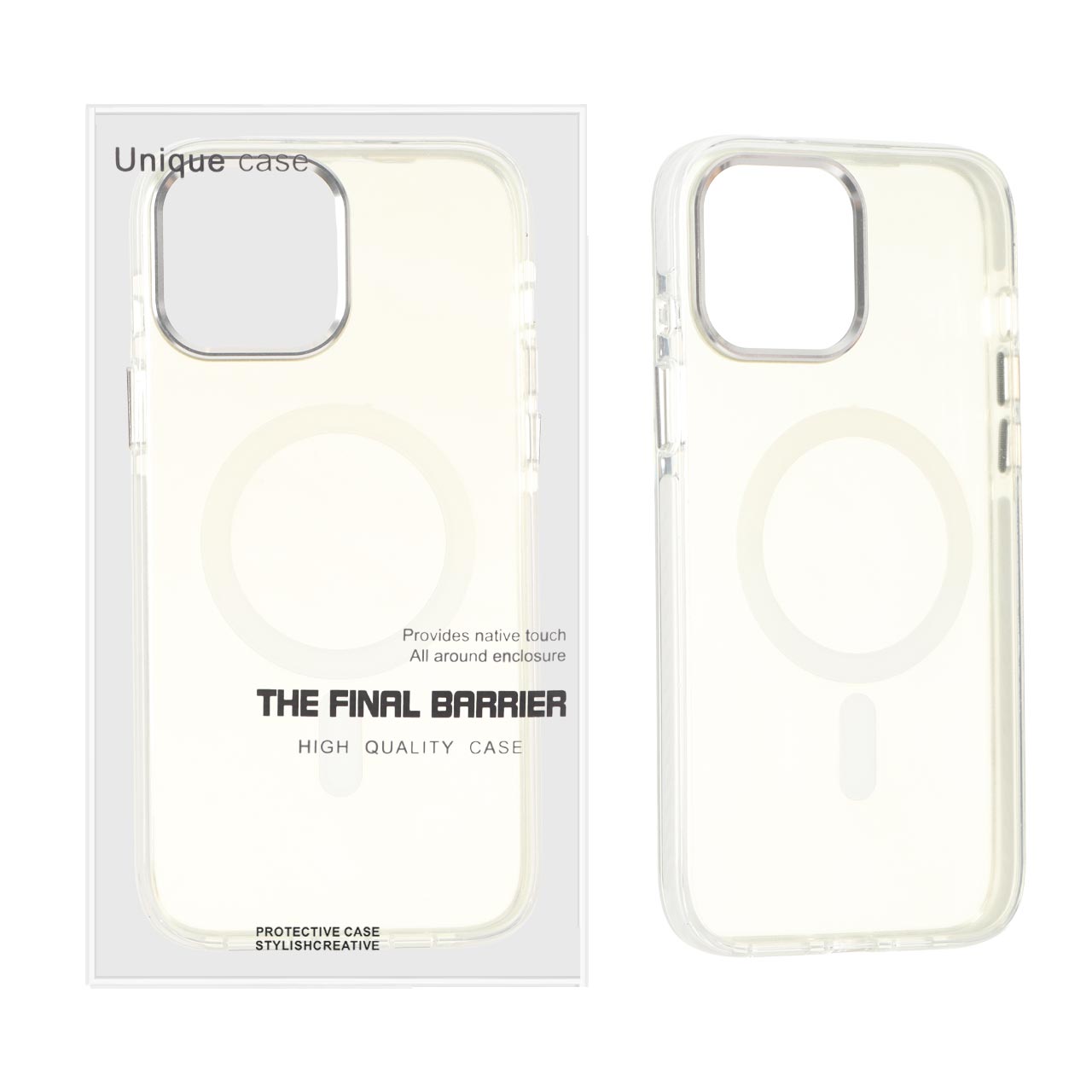 قاب اورجینال Unique Case مات MagSafe دور رنگی لنز آلومینیومی Apple iPhone 13 Pro Max - سفید (پک دار)