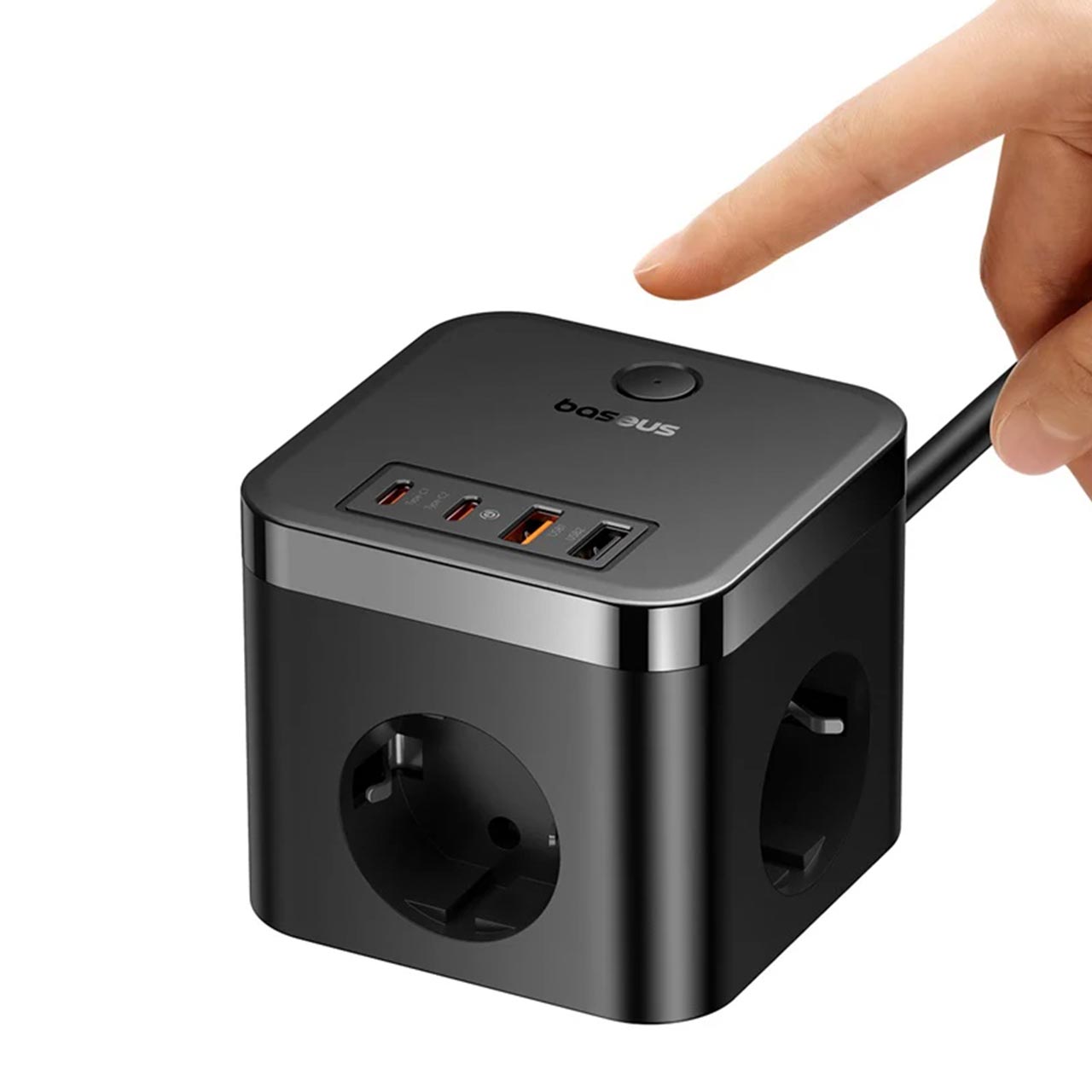 چند راهی برق 3 خانه Baseus مدل Power Combo Cube Power Strip BSPS-3E - مشکی