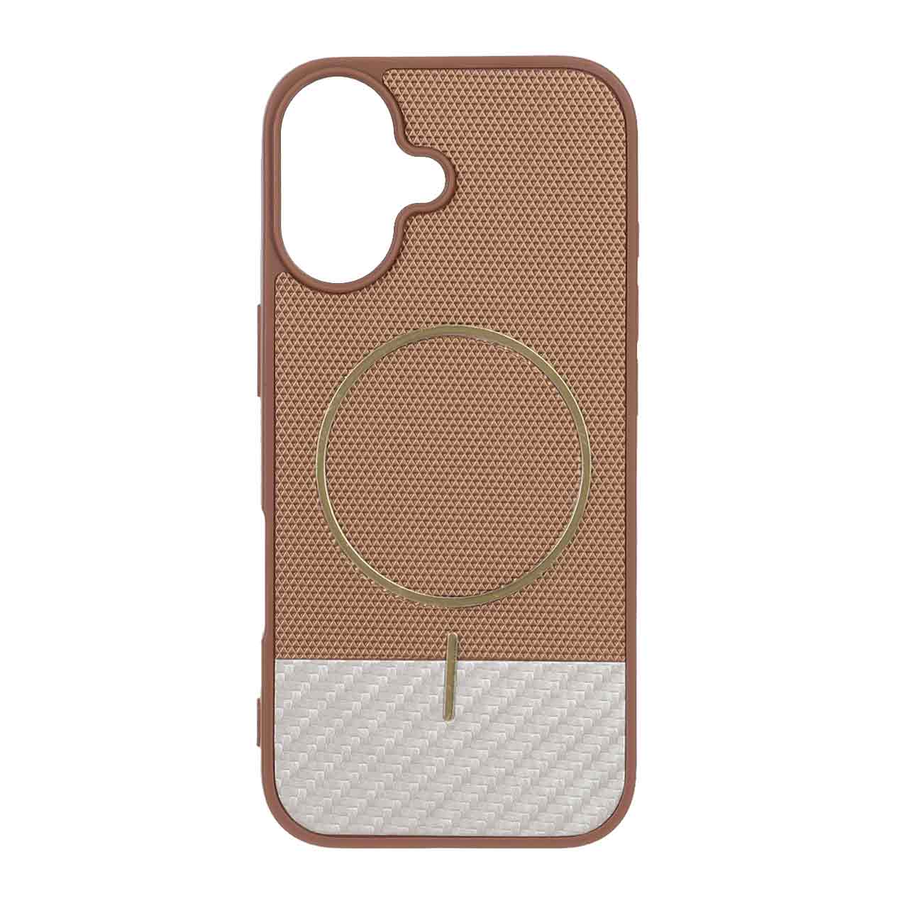 قاب سوزنی دو تکه مگ‌سیف فلزی طرح کربن قهوه‌ای برای Apple iPhone 17