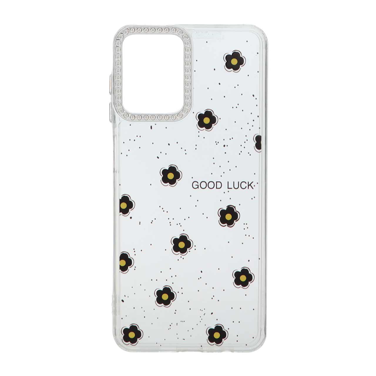 قاب شفاف ژله‌ای طرح گل Good Luck محافظ لنز کروم مناسب برای سامسونگ گلکسی A12 / M12 / F12