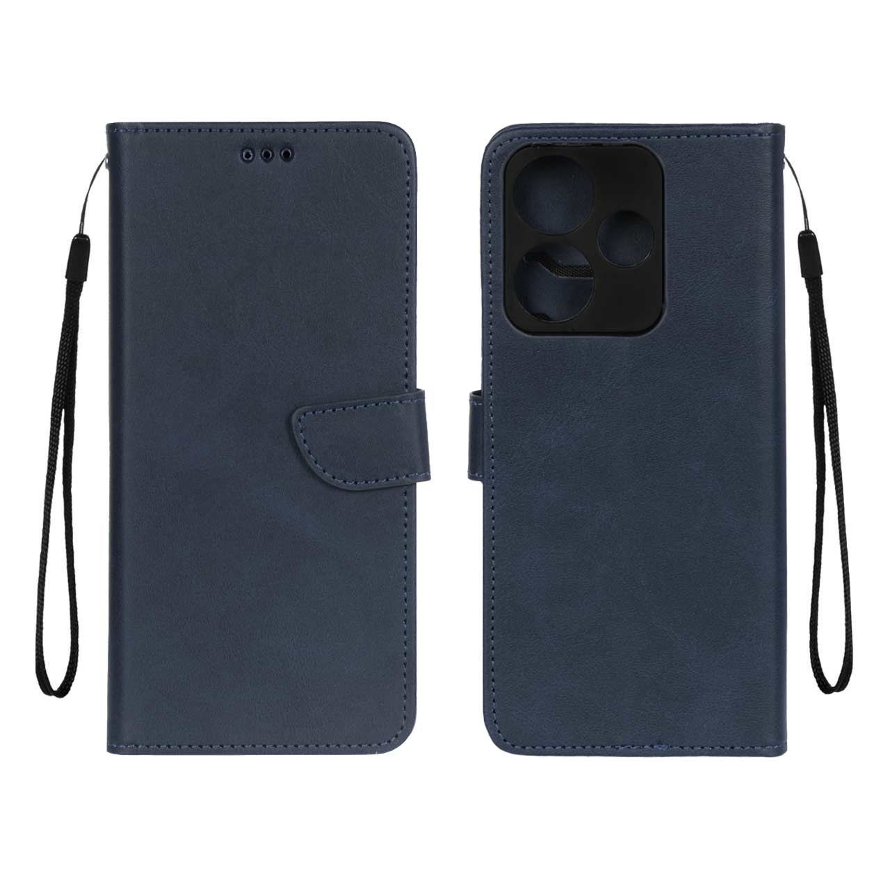 کیف چرمی موبایل مگنتی محافظ لنزدار Xiaomi Redmi 13X / Redmi 13 4G / Poco M6 4G - سرمه ای