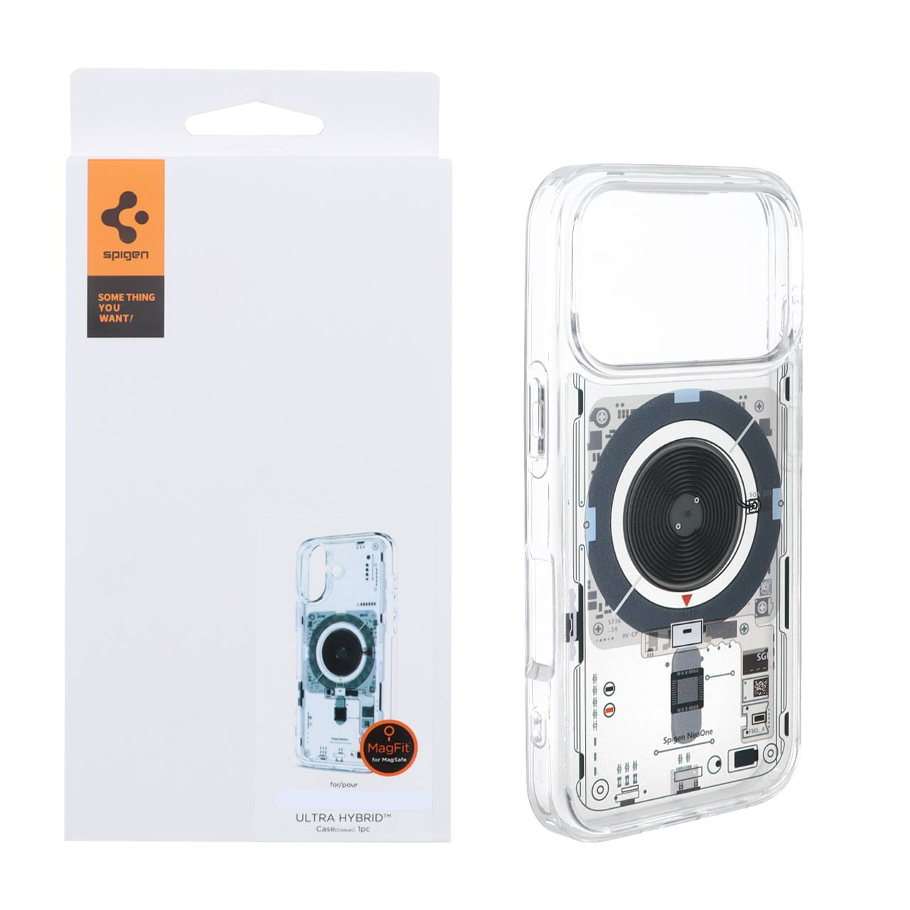 قاب مگ سیف Spigen Neo One شفاف برای آیفون 17 پرو - طرح برد الکترونیکی