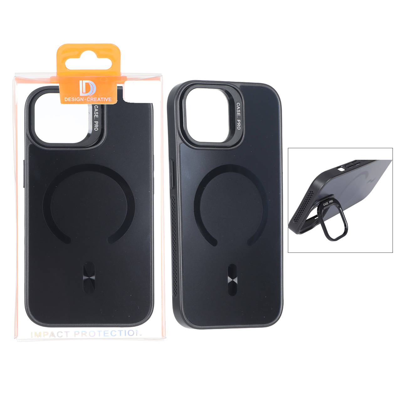 قاب اورجینال PVD Case Pro استندشو MagSafe مدل Apple iPhone 15 / iPhone 14 / iPhone 13 - مشکی (پک دار)