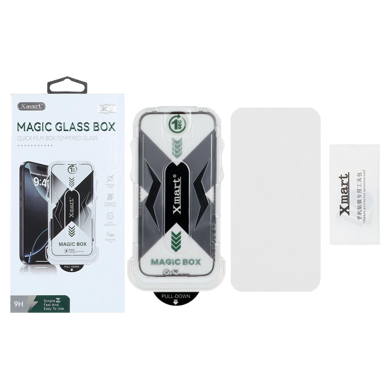 محافظ صفحه نمایش شیشه ای اورجینال Xmart Magic Glass Box مناسب برای آیفون 16 پک دار