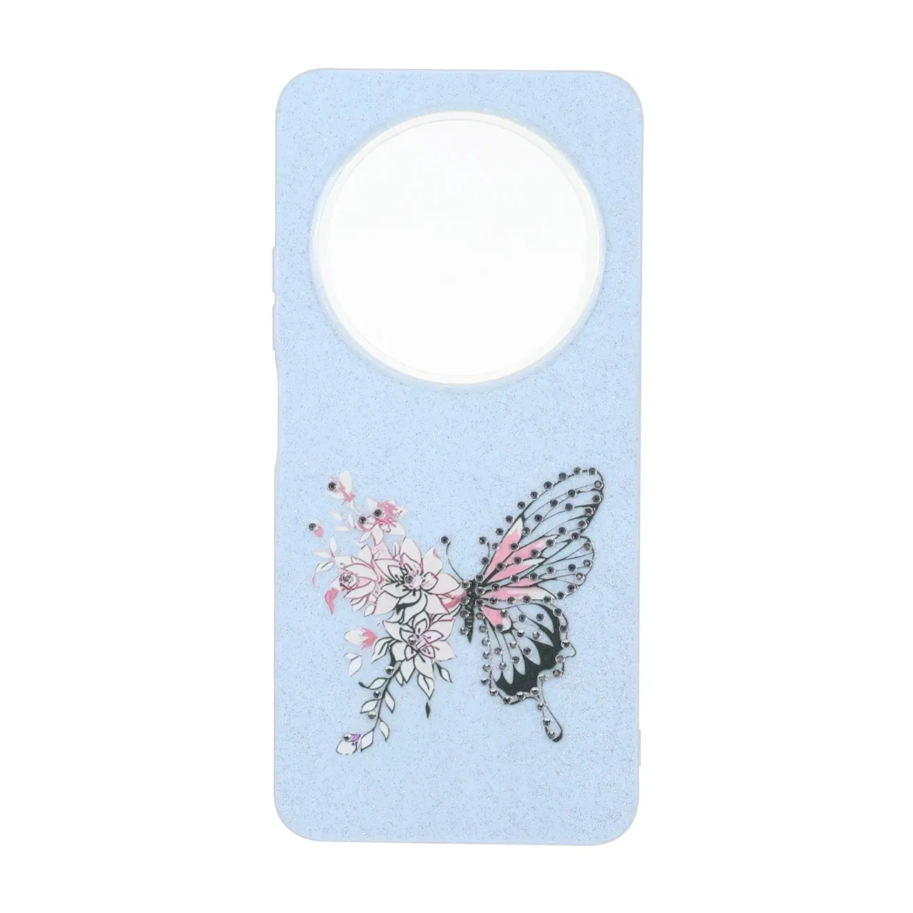 قاب اکلیلی ButterFly نگین دار Xiaomi Redmi 14C / Redmi A3 Pro / Redmi A4 / Poco C75 - آبی