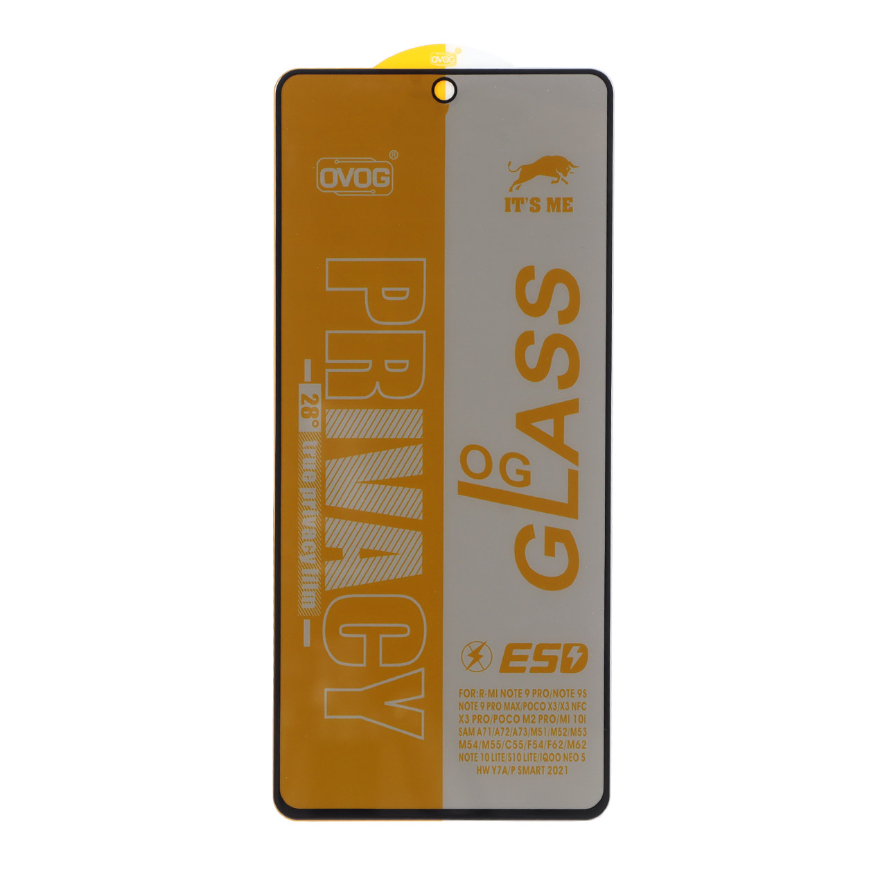 محافظ صفحه نمایش شیشه ای درجه یک Full Cover Privacy OG - ESD OVOG مدل Samsung Galaxy A71 / A72 / A73 / M51 / M52 / M53 / M54 / M62 / Note 12 Pro 5G / Note 12 Pro Plus / Poco X5 Pro / Poco F5