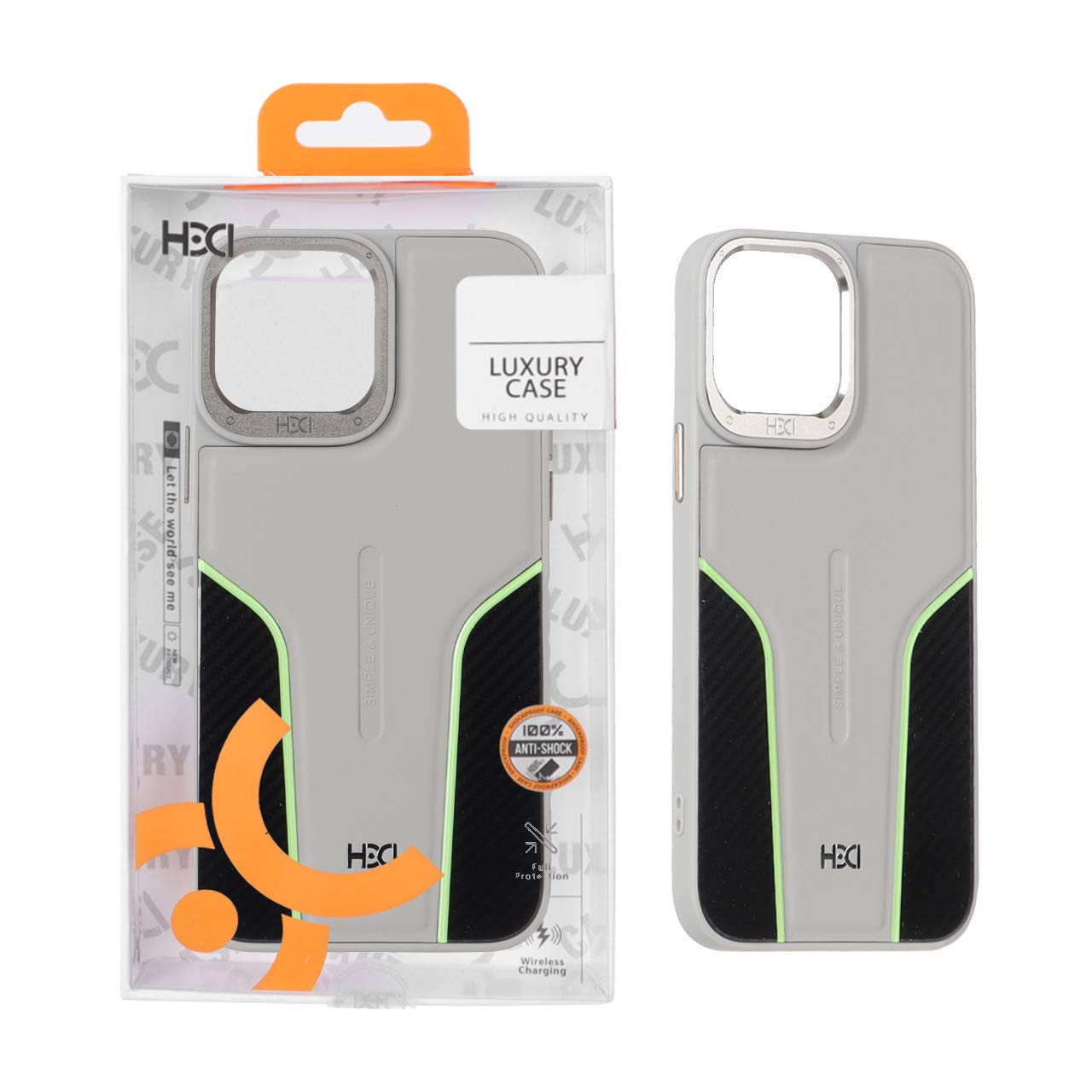 قاب اورجینال HDD طرح کربن محافظ لنز فلزی Apple iPhone 13 Pro Max - طوسی