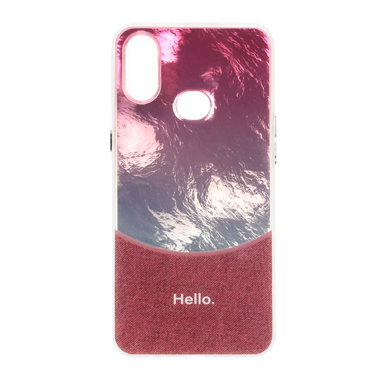 قاب طرح جین Ice Hello سرخابی مناسب برای سامسونگ گلکسی A10s