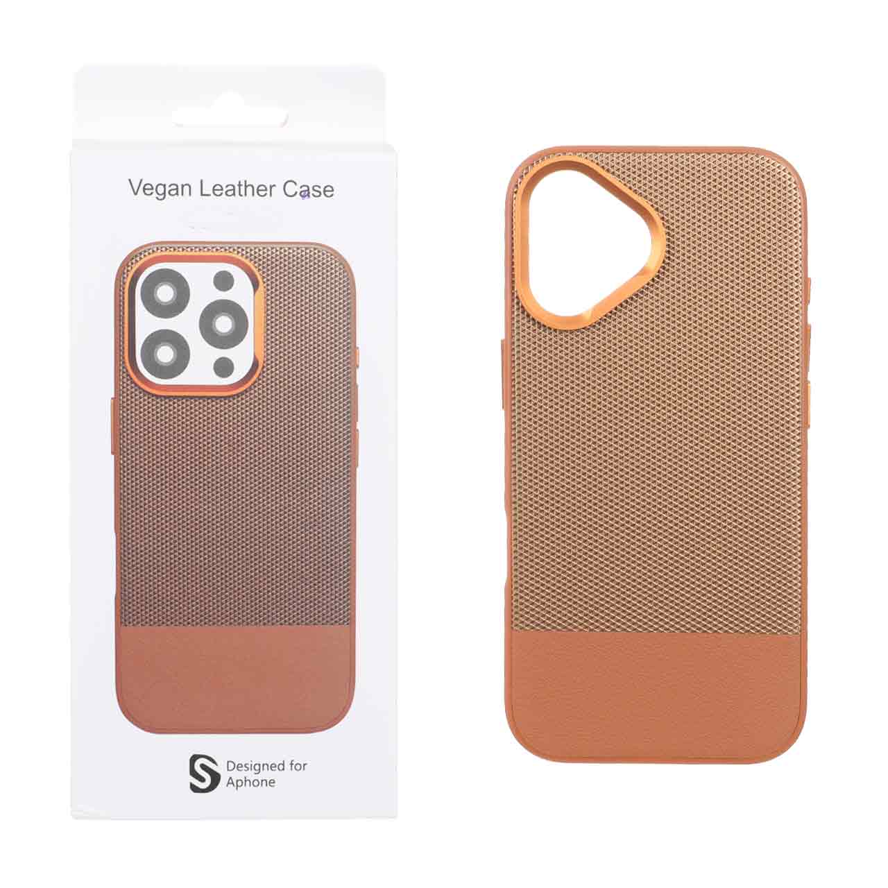 قاب اورجینال Vegan Leather Case چرمی دو تکه Apple iPhone 17 - قهوه ای