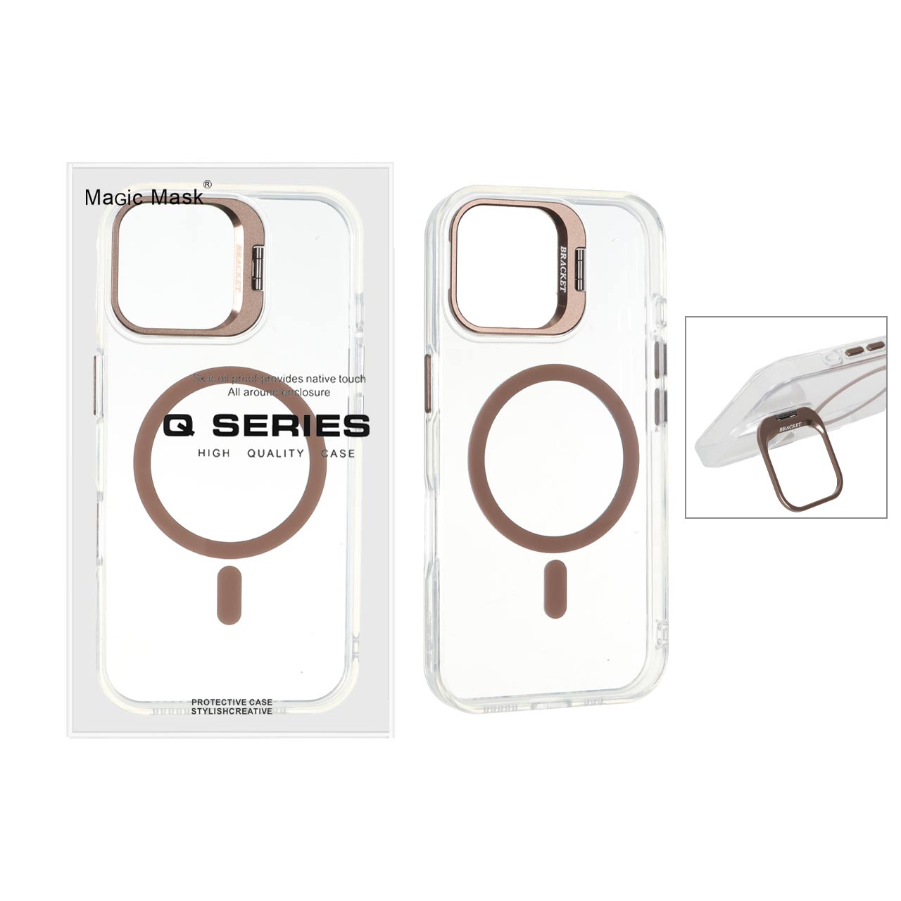 قاب طرح Q Series Bracket کریستالی مگ‌سیف لنز استندشو مناسب برای آیفون 16