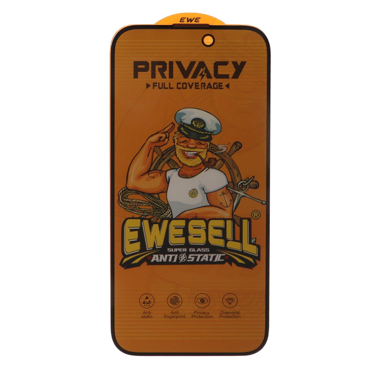 محافظ صفحه نمایش شیشه‌ای فول کاور Ewesell Anti Static Privacy مناسب برای آیفون 16