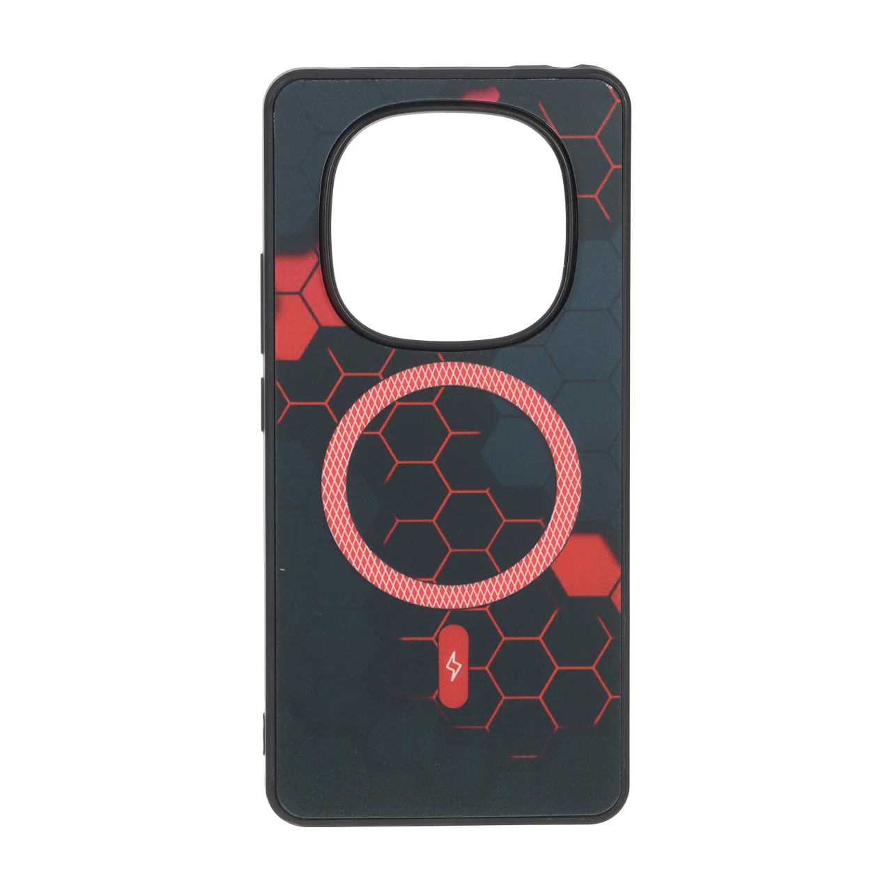 قاب طرح Hexagon مگ سیف هاشور دار قرمز مناسب برای شیائومی ردمی نوت 14 پرو 4G