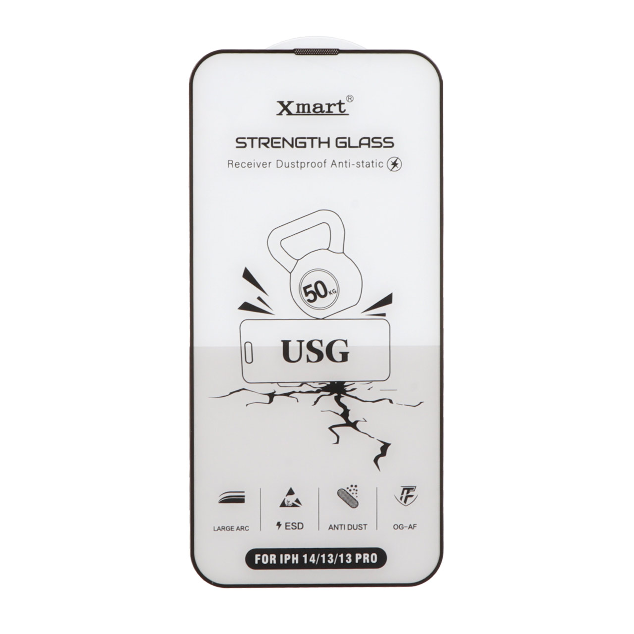 محافظ صفحه نمایش شیشه ای فول کاور XMART USG ضد الکتریسیته ساکن مناسب برای آیفون 13، آیفون 13 پرو و آیفون 14