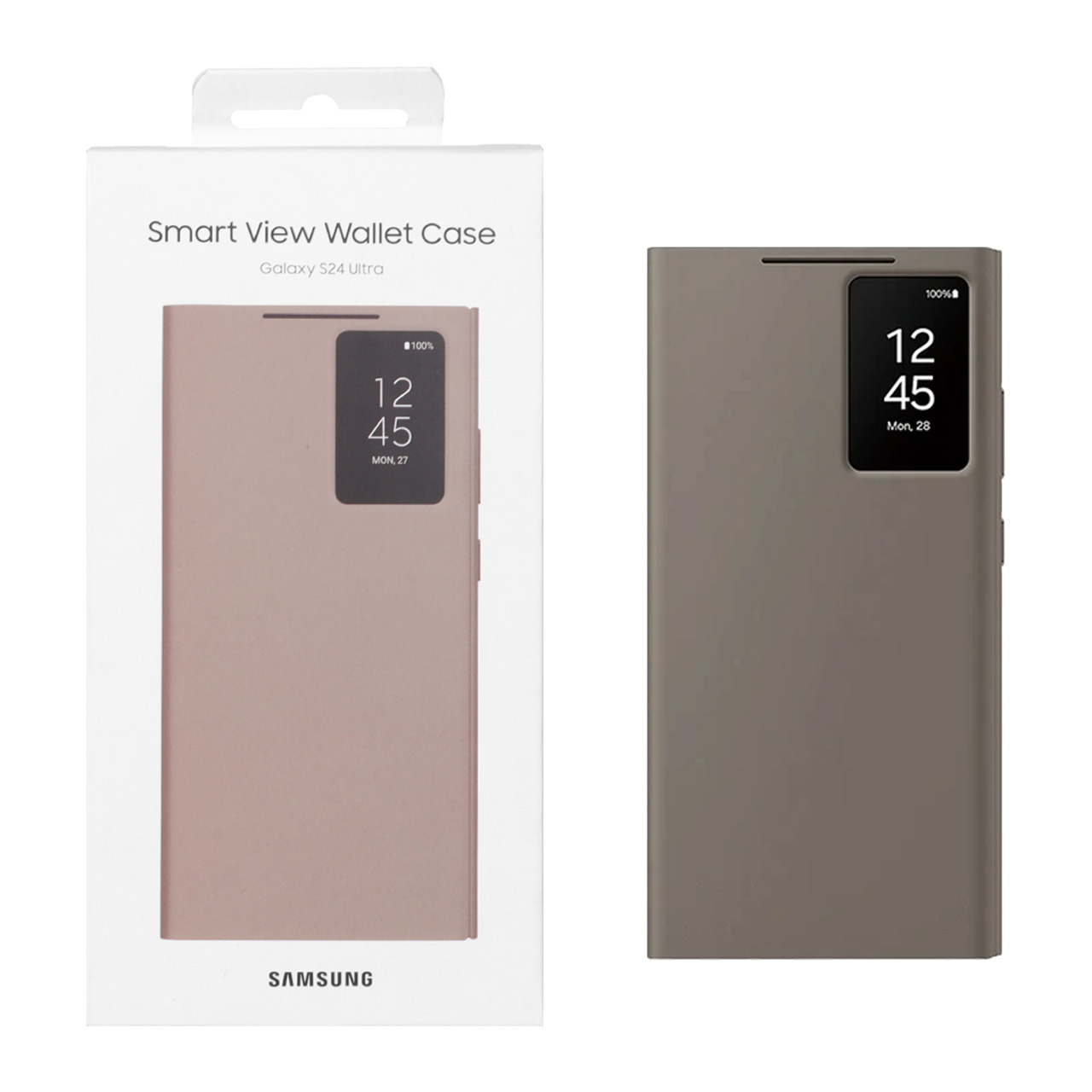 کیف هوشمند اورجینال سامسونگ Smart View Wallet Case مناسب برای گلکسی S24 اولترا قهوه‌ای