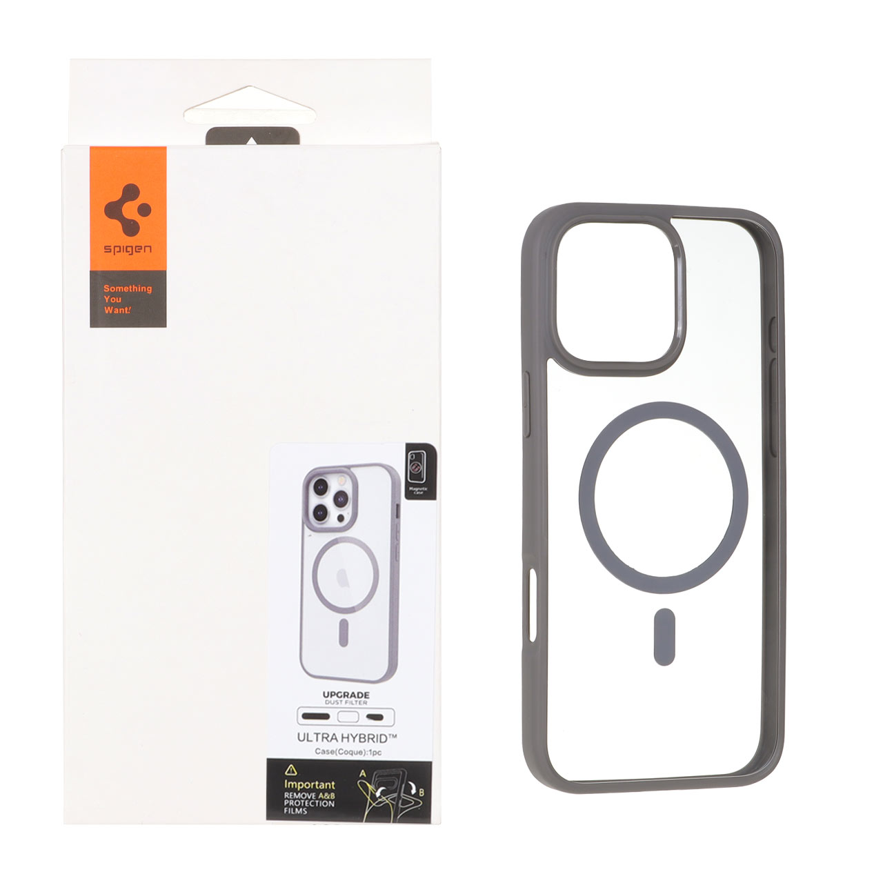 قاب مگ سیف Spigen Ultra Hybrid با توری اسپیکر فلزی طوسی مناسب برای آیفون ۱۶ پرو مکس