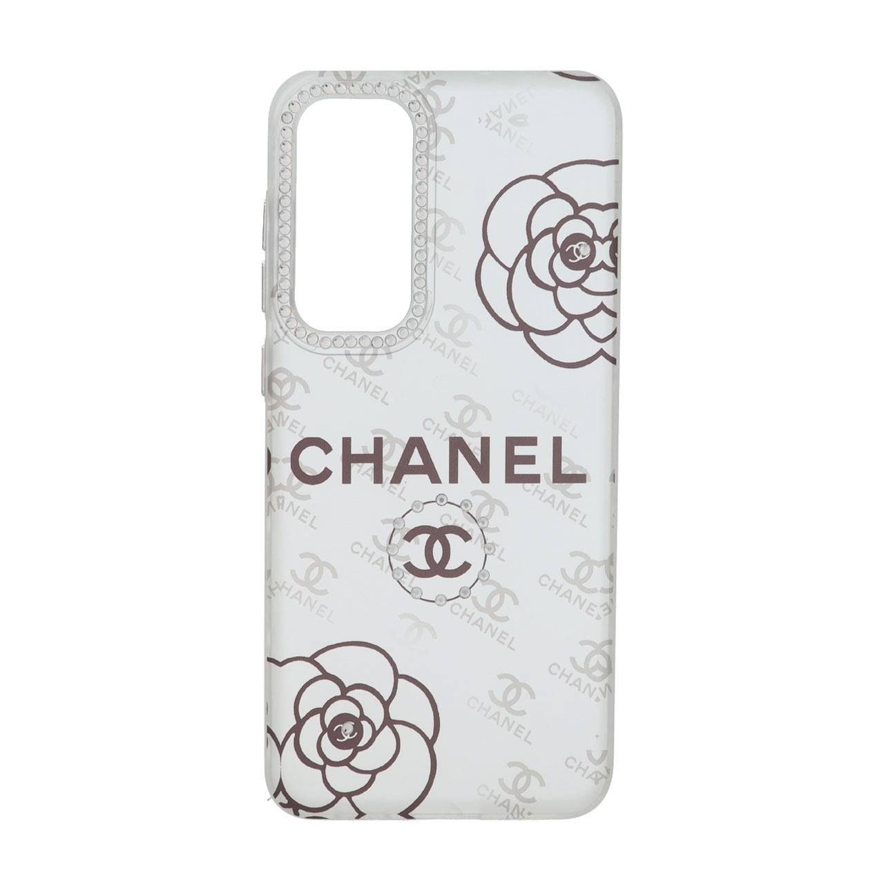 قاب طرح شنل (Chanel) نگین‌دار دور ژله‌ای مات مناسب برای سامسونگ گلکسی S25 FE
