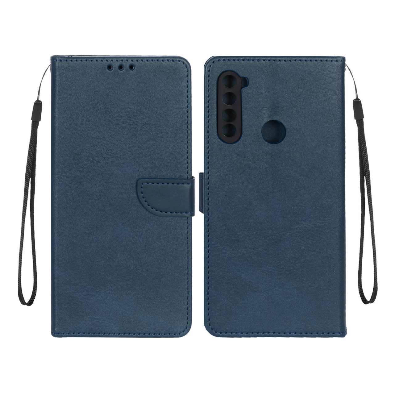کیف چرمی موبایل مگنتی محافظ لنزدار Xiaomi Redmi Note 8 - سرمه ای