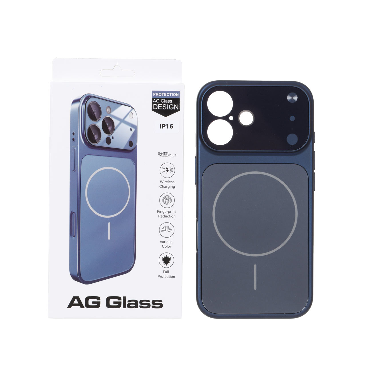 قاب AG Glass محافظ لنز برجسته شیشه‌ای مگ‌سیف مناسب برای آیفون 16