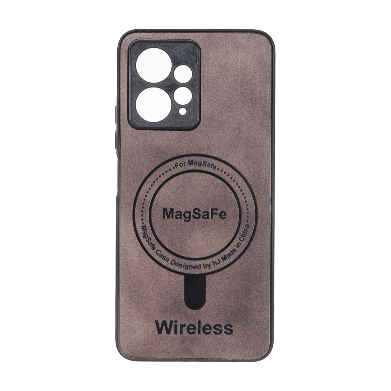 قاب طرح Wireless مگ سیف محافظ لنز برجسته قهوه‌ای مناسب برای شیائومی ردمی نوت ۱۲ 4G