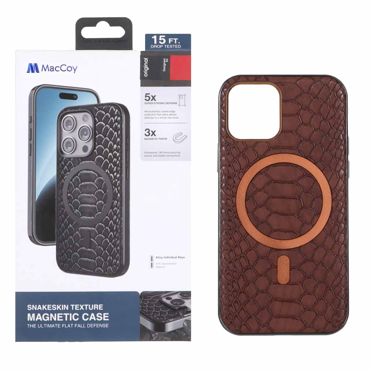 قاب اورجینال MacCoy چرمی پوست ماری MagSafe مدل Apple iPhone 12 Pro - صحرایی