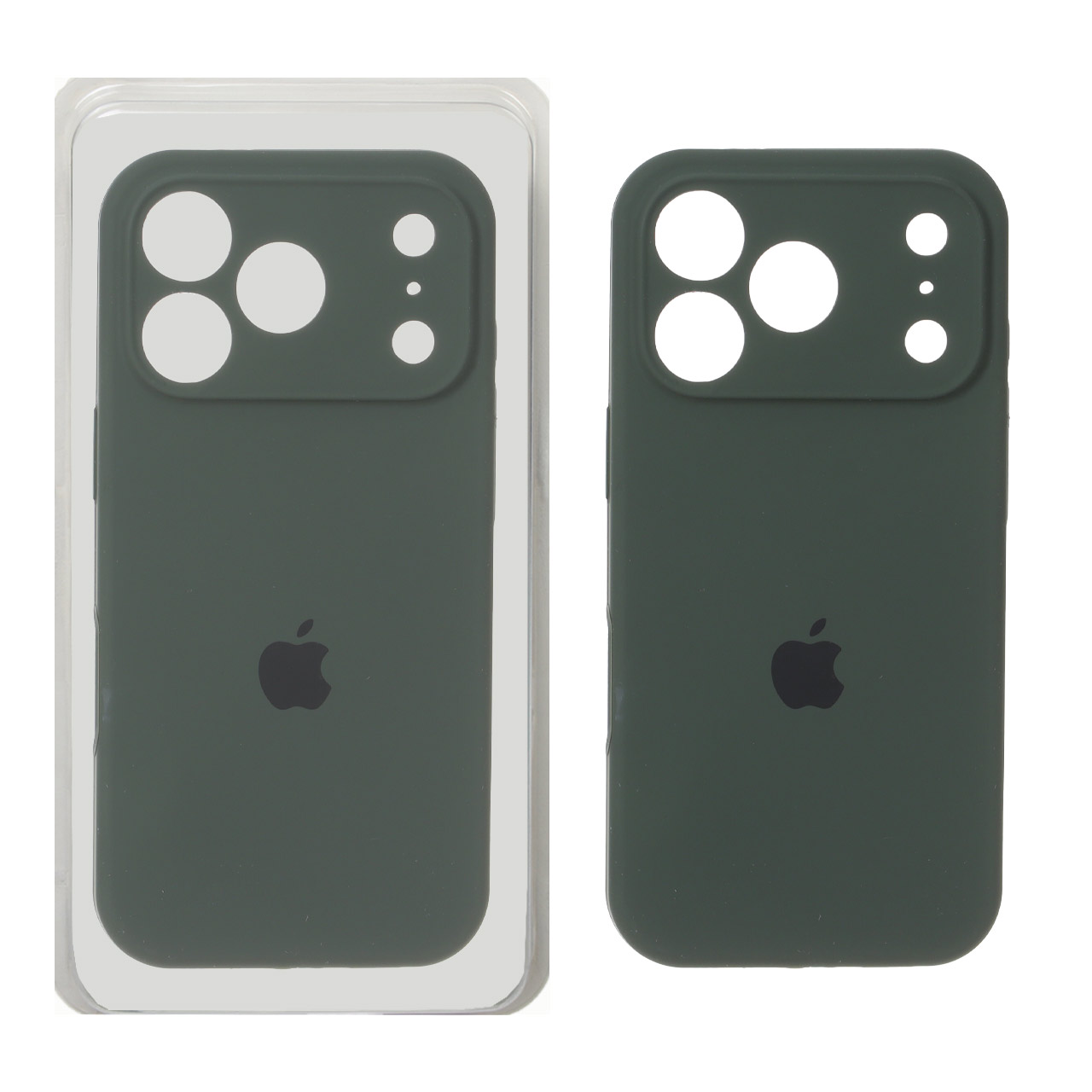 قاب سیلیکونی محافظ لنزدار اورجینال Apple iPhone 17 Pro سبز تیره