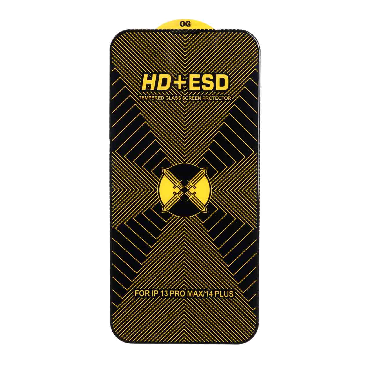 محافظ صفحه نمایش شیشه ای فول کاور OG HD Plus ESD مناسب برای آیفون 13 پرو مکس و آیفون 14 پلاس