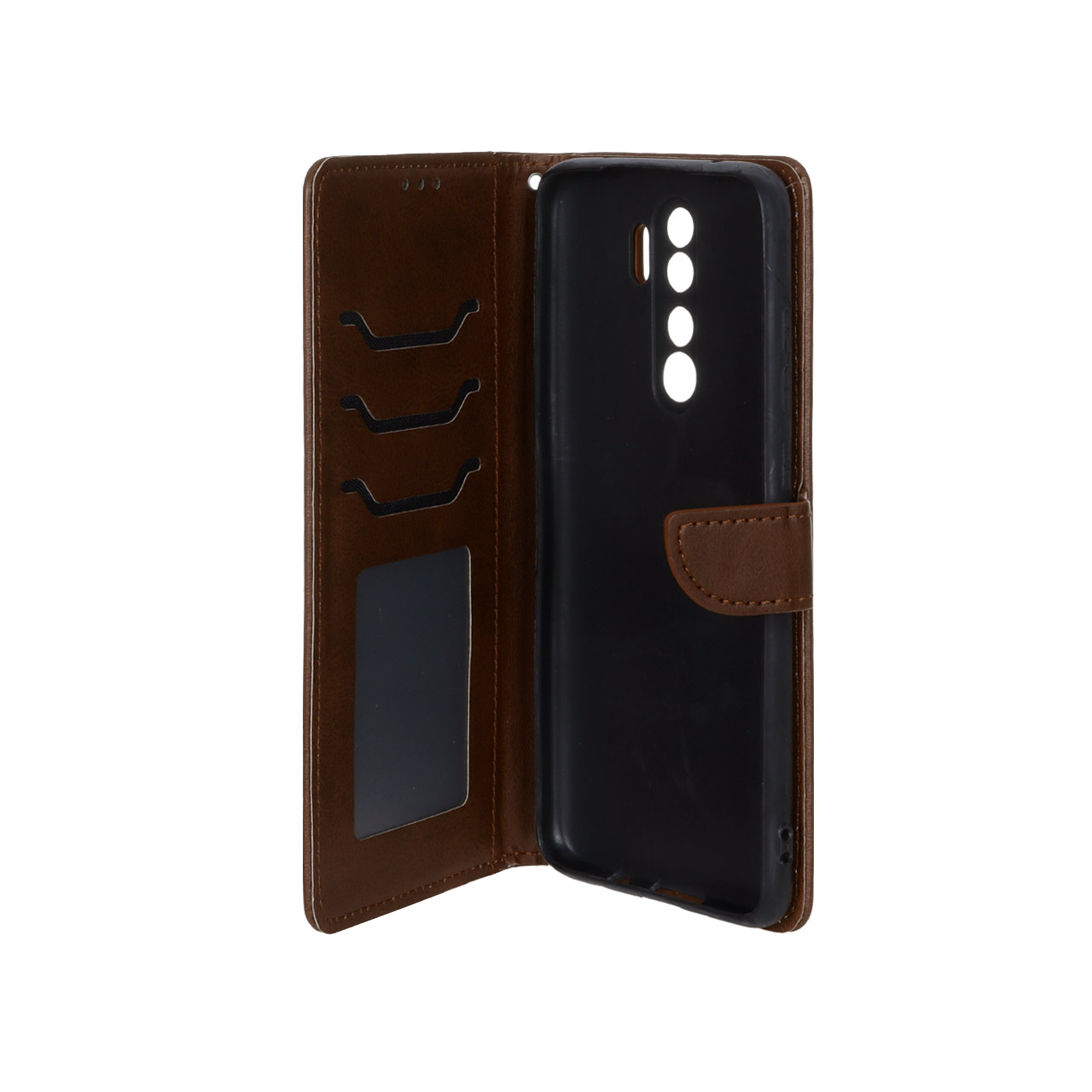 کیف چرمی موبایل مگنتی محافظ لنزدار Xiaomi Redmi Note 8 Pro - قهوه ای