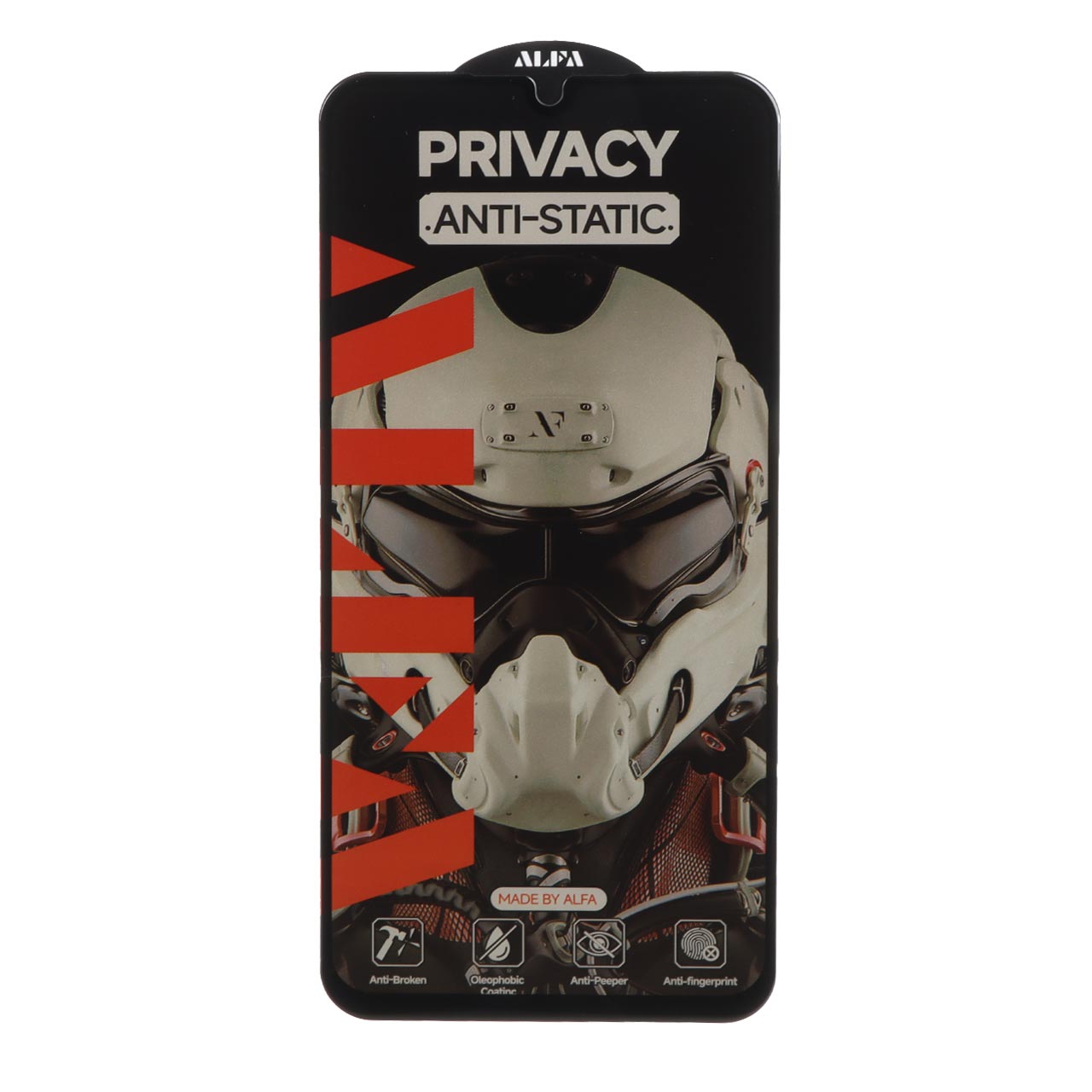 محافظ صفحه نمایش شیشه ای Full Cover ALFA Anti Static Privacy مناسب برای گوشی‌های شیائومی Redmi Note 8 Pro / Poco M3 / Redmi 9T / Note 9 4G