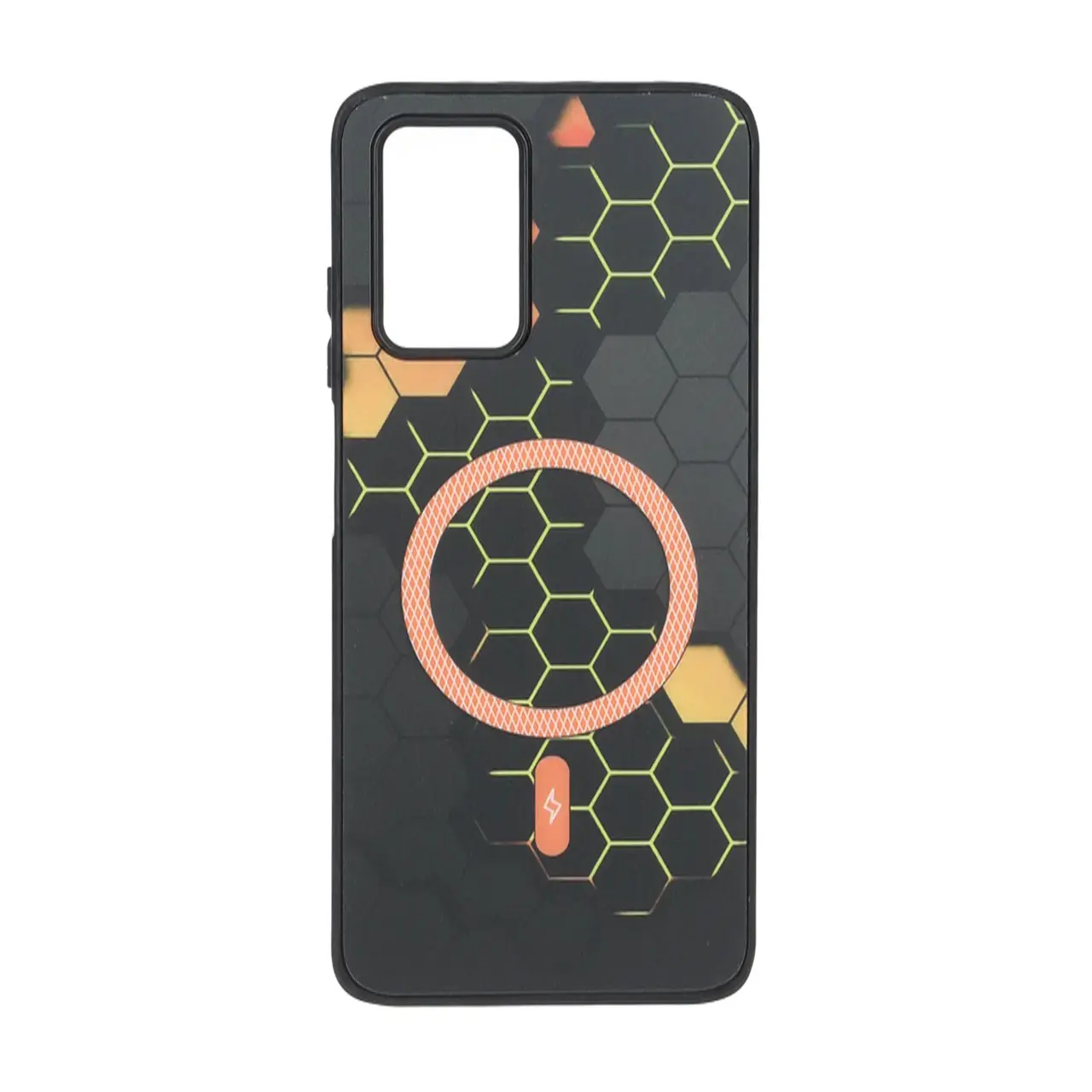 قاب طرح Hexagon مگ سیف هاشور دار نارنجی مناسب برای شیائومی ردمی نوت 12S، ردمی نوت 11 4G و ردمی نوت 11S