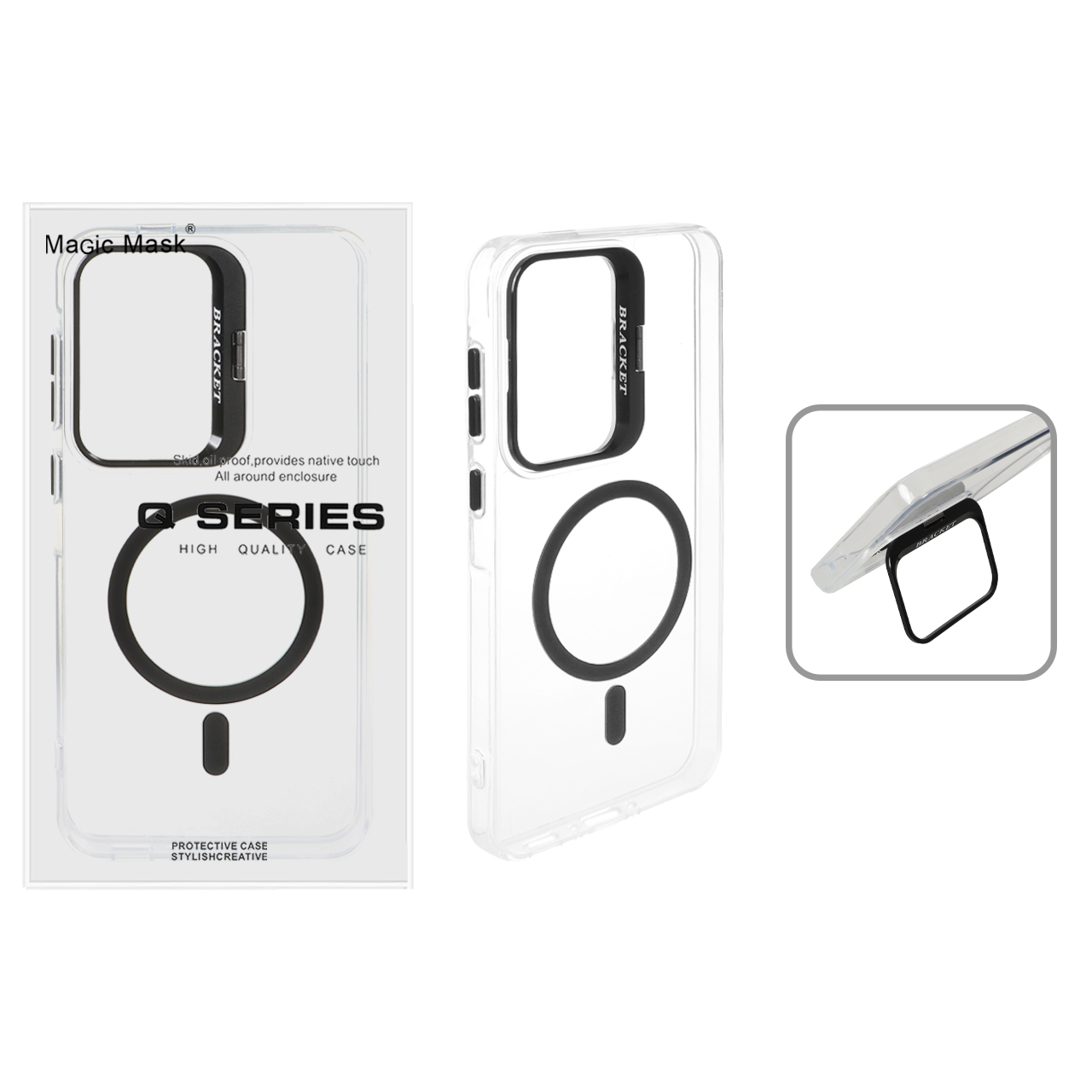 قاب کریستالی مگ سیف لنز استندشو Q Series Bracket مناسب برای سامسونگ گلکسی A56 و A36