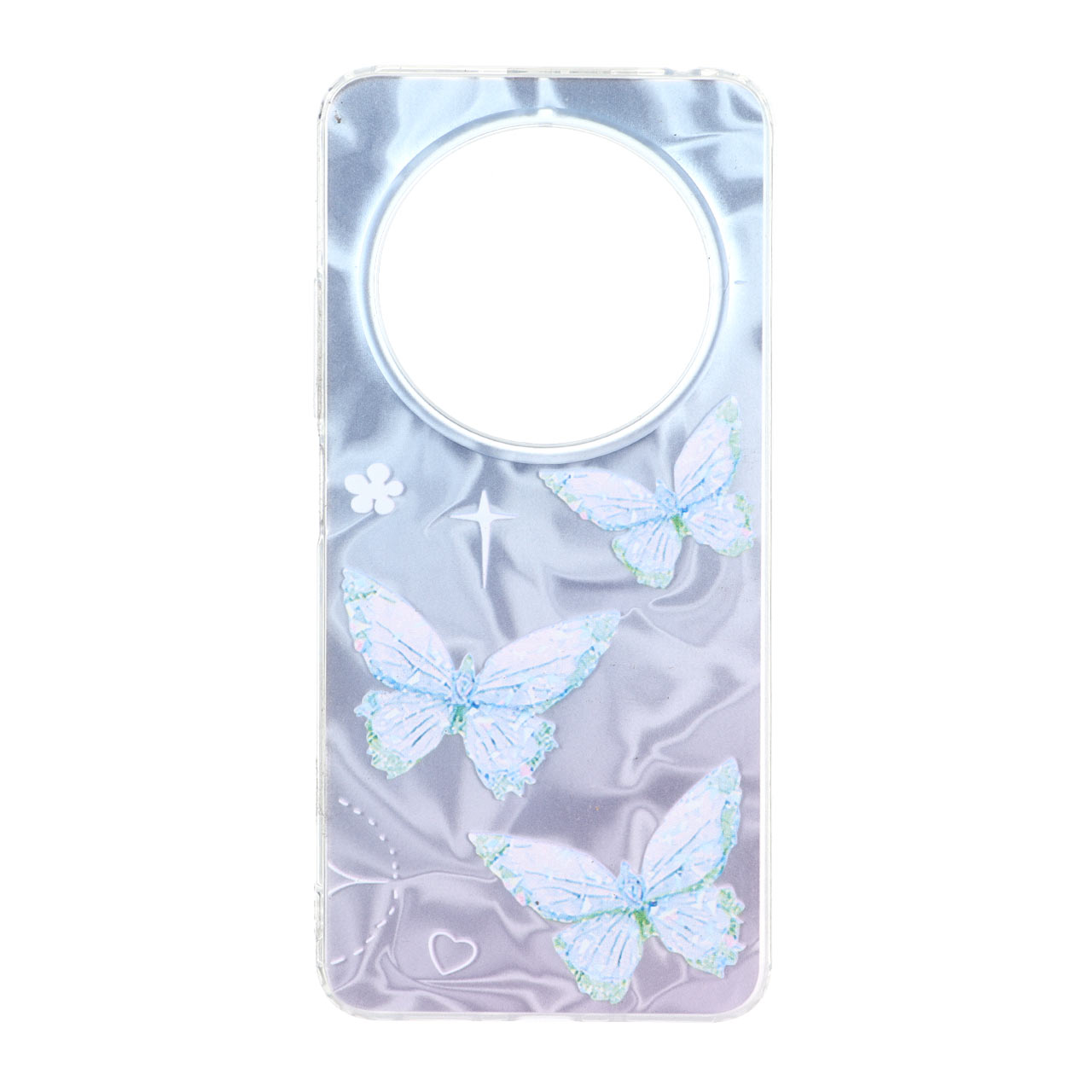 قاب طرح پروانه Silver Cloud دور ژله ای مناسب برای شیائومی ردمی 14 سی، ردمی ای 4 و پوکو سی 75