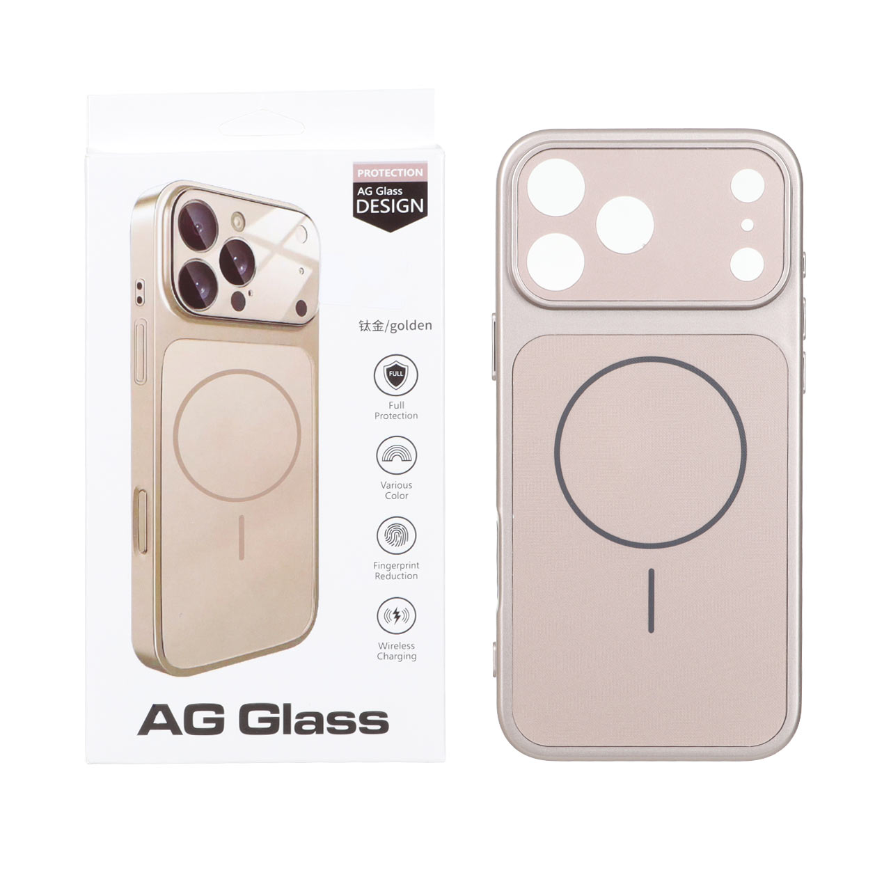 قاب AG Glass مگ سیف محافظ لنز برجسته مناسب برای آیفون 17 پرو مکس رزگلد
