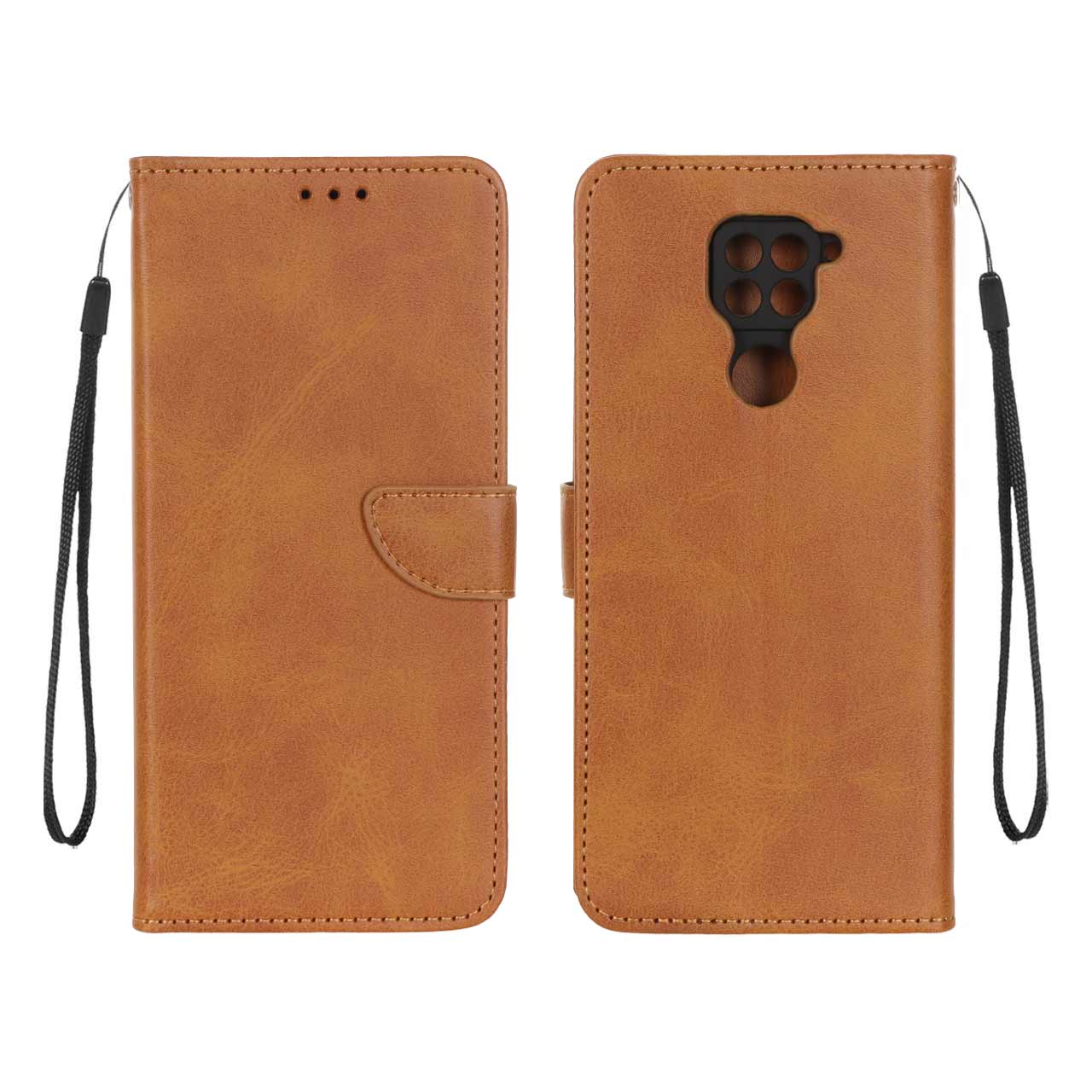 کیف چرمی موبایل مگنتی محافظ لنزدار Xiaomi Redmi Note 9 / Redmi 10X 5G / Redmi 10X Pro 5G - عسلی