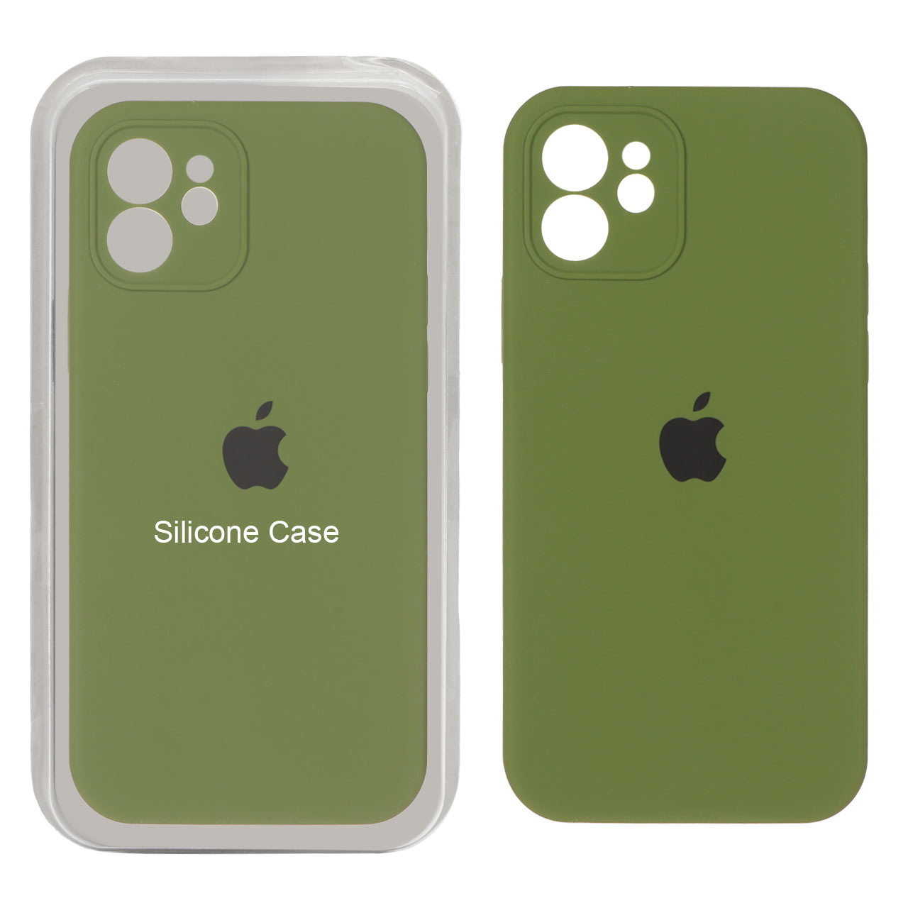 قاب سیلیکونی پاک کنی اورجینال ++A مدل Apple iPhone 12 - سبز زیتونی (پک دار)
