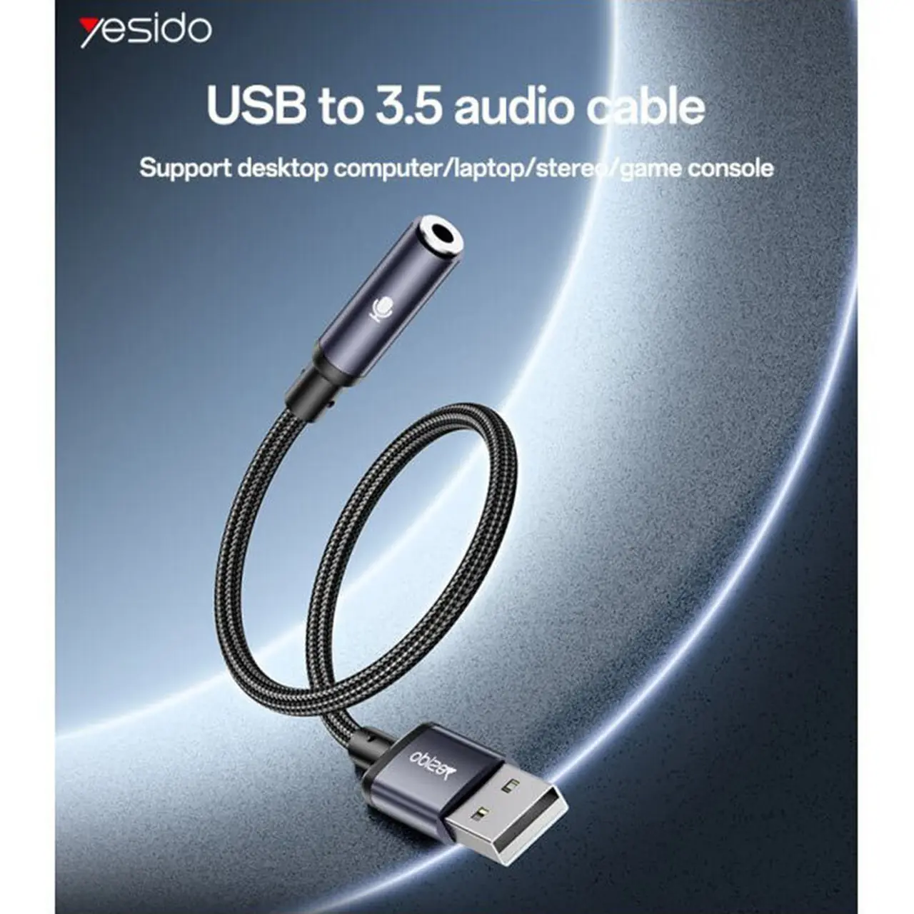 تبدیل صوتی Yesido USB به جک 3.5 میلیمتری مدل YAU46 - مشکی