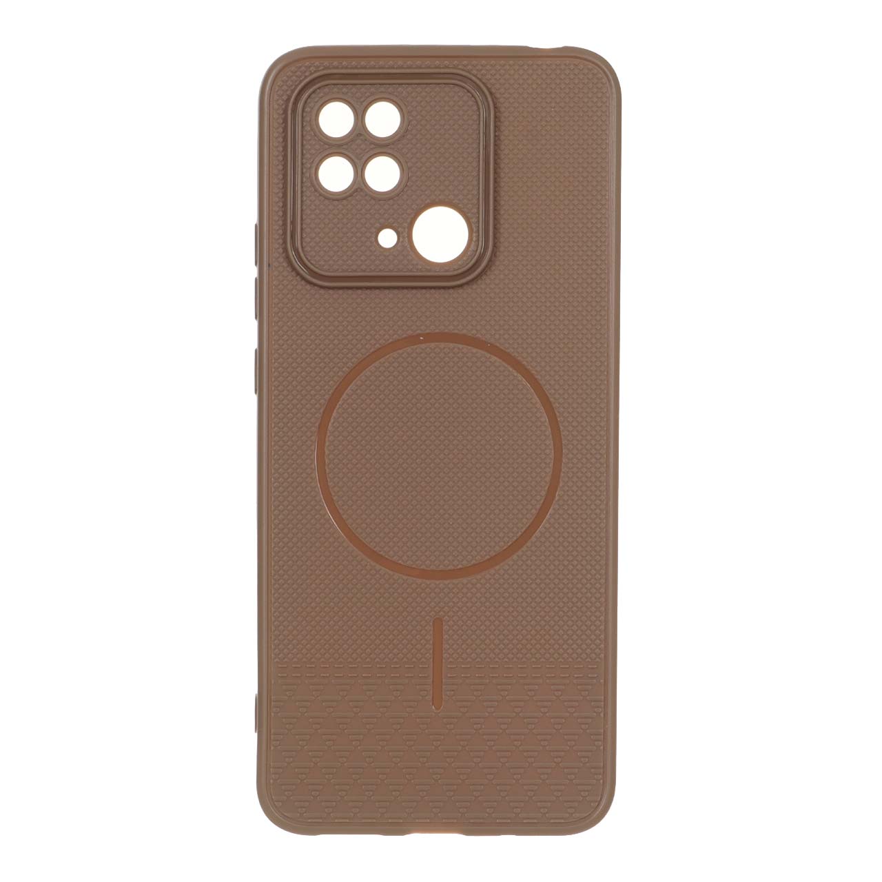 قاب شطرنجی طرح مگ سیف محافظ لنزدار Xiaomi Redmi 10C / Redmi 10 Power / Poco C40 - قهوه ای