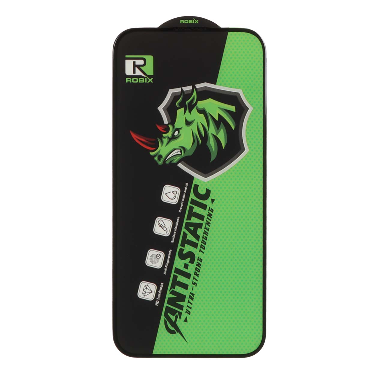 محافظ صفحه نمایش شیشه ای فول کاور Robix Anti Static ESD مناسب برای آیفون 15 پرو
