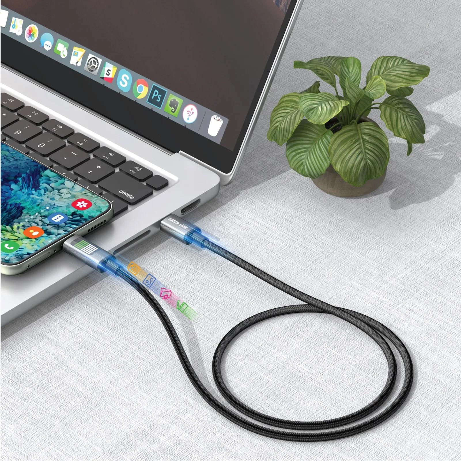 کابل شارژ PD و فست Green Lion Type-C To Type-C مدل GNLEDTC2TCBK 60W مشکی