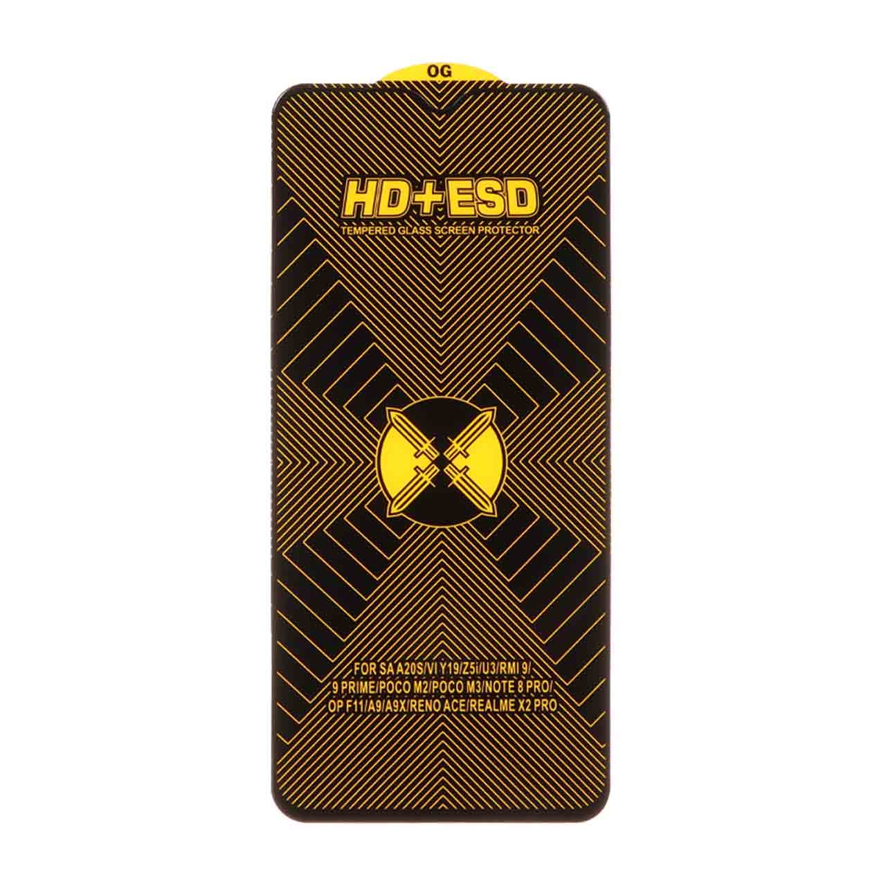 محافظ صفحه نمایش شیشه ای فول کاور OG HD پلاس ESD مشکی مناسب برای شیائومی ردمی نوت 8 پرو، پوکو M3، ردمی 9T و نوت 9 4G