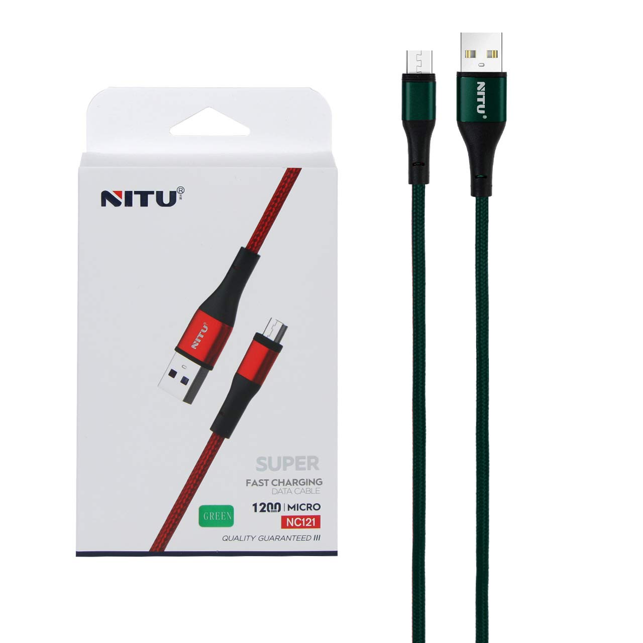 کابل شارژ فست اندروید NITU مدل NC121 سبز با گارانتی ۱۸ ماهه