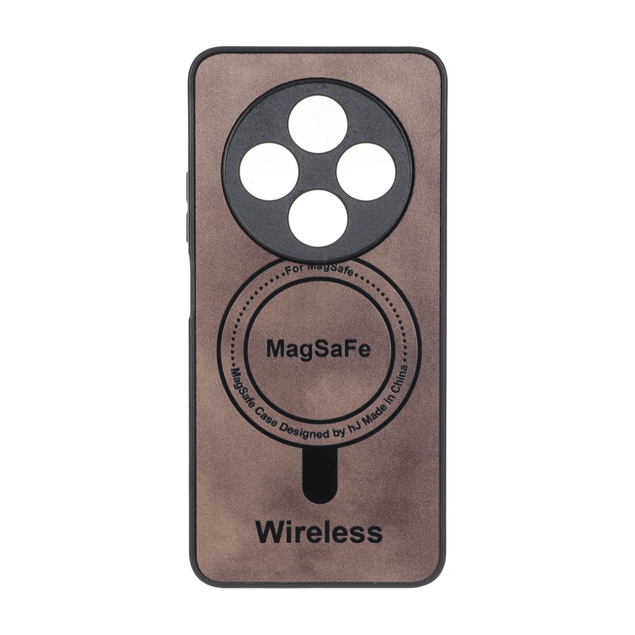 قاب Wireless طرح مگ سیف محافظ لنز برجسته قهوه ای مناسب برای شیائومی ردمی 14C / ردمی A4 / پوکو C75