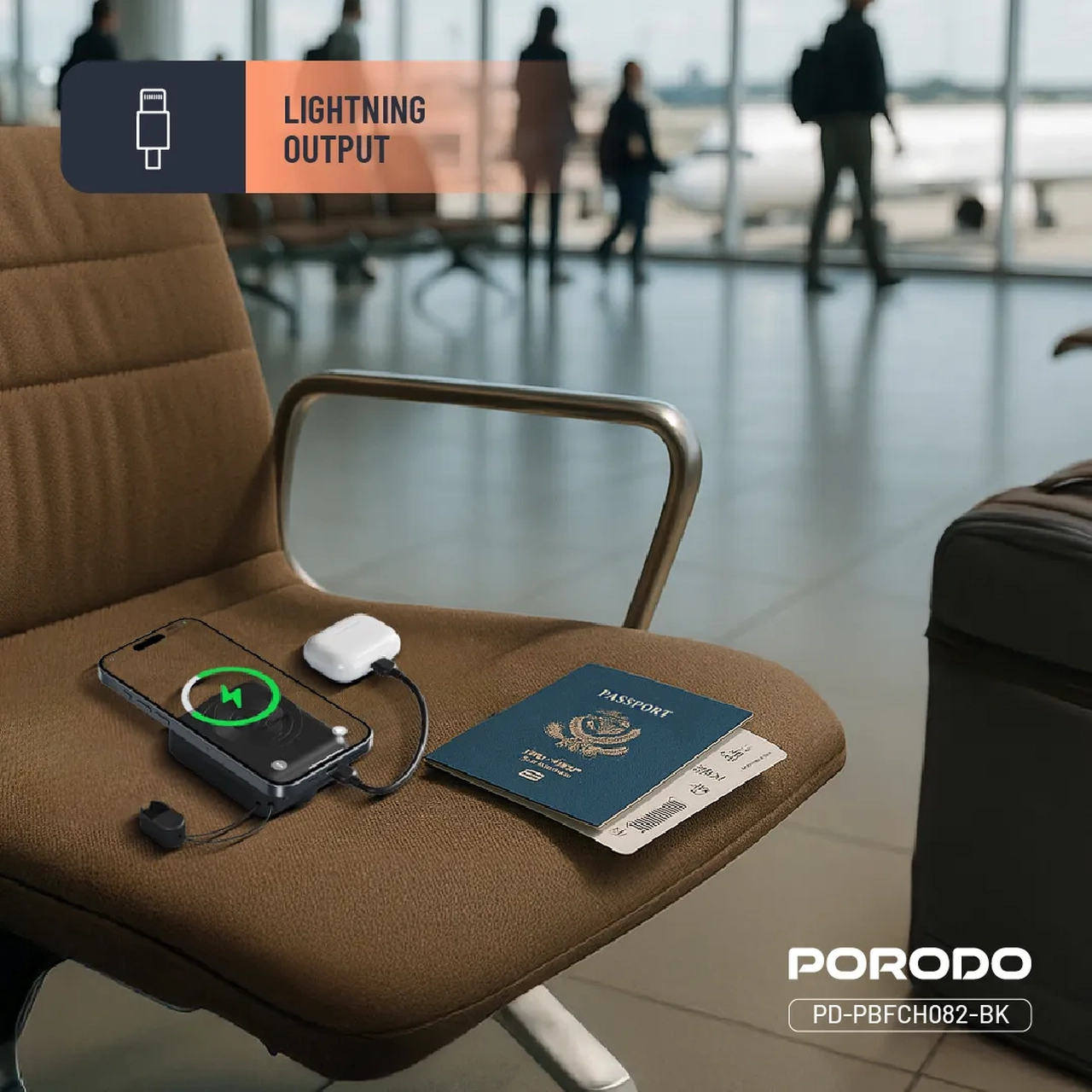 پاوربانک فست شارژ پرودو Porodo 10000 میلی آمپر مدل PD-PBFCH082-BK 22.5W مشکی با پشتیبانی از PD و MagSafe