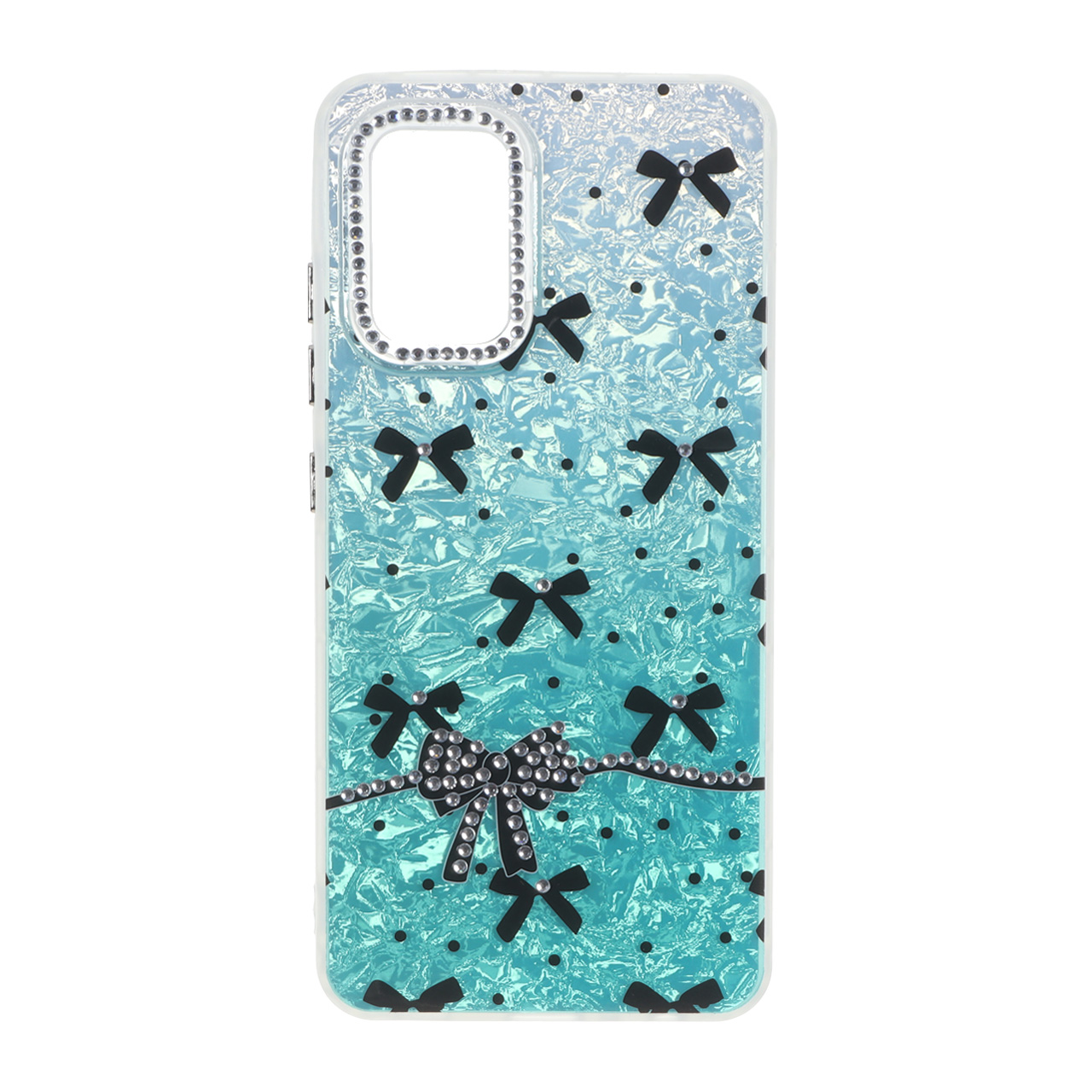 قاب ice پاپیونی نگین دار دور مات Samsung Galaxy A32 4G - سبزآبی
