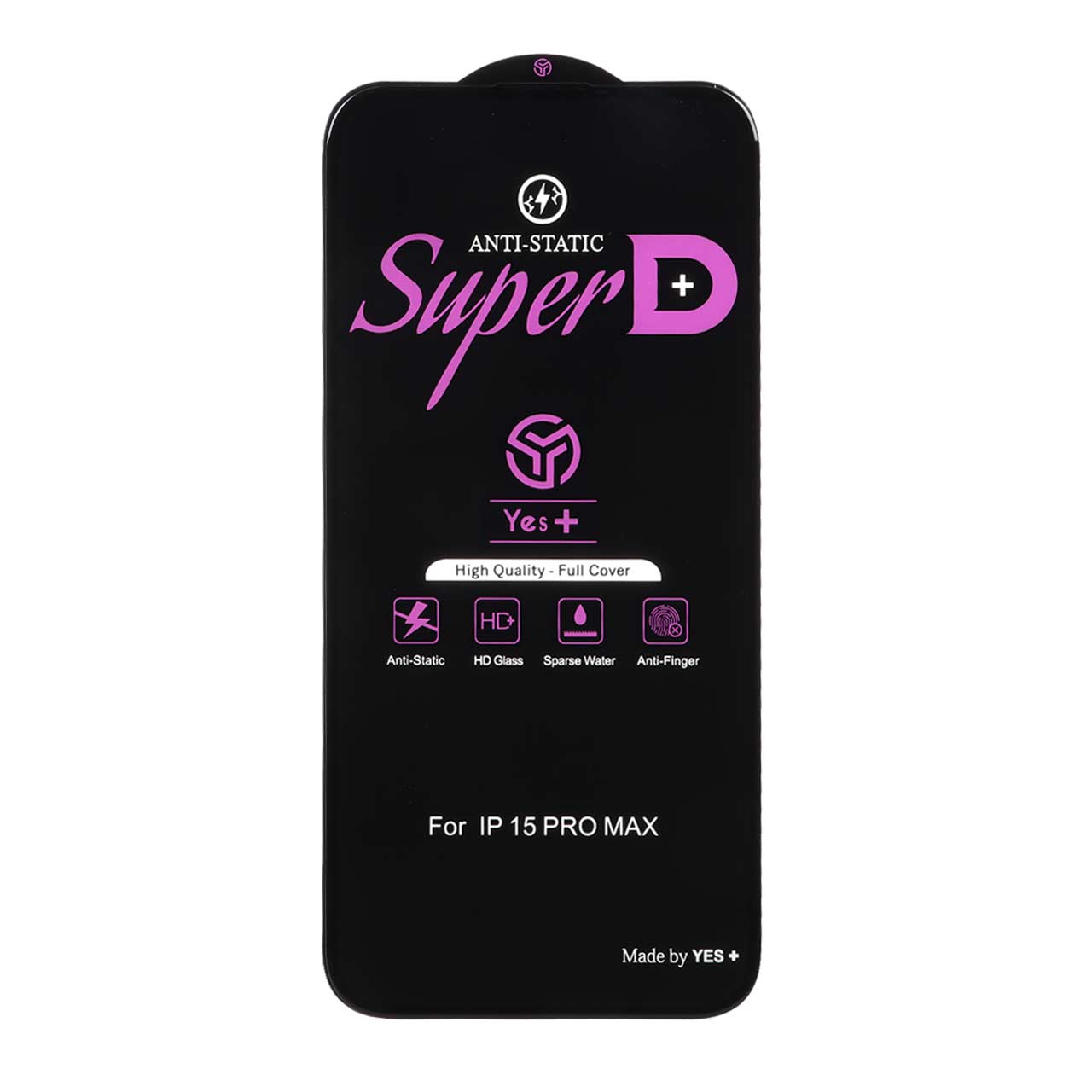 محافظ صفحه نمایش شیشه ای Super D Anti Static مناسب برای آیفون 15 پرو مکس